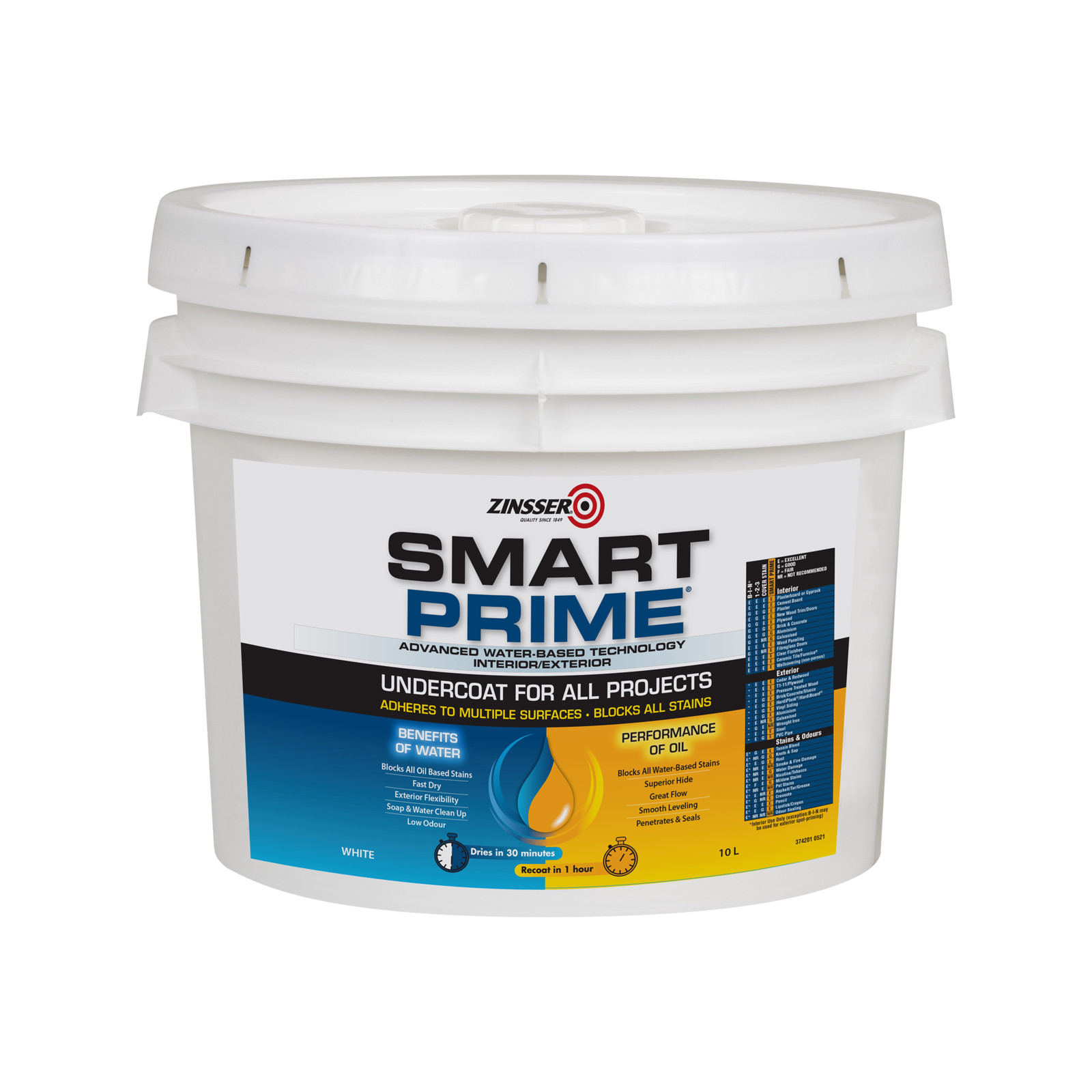 Zinsser Water Based Smart Prime Undercoat – White 10L