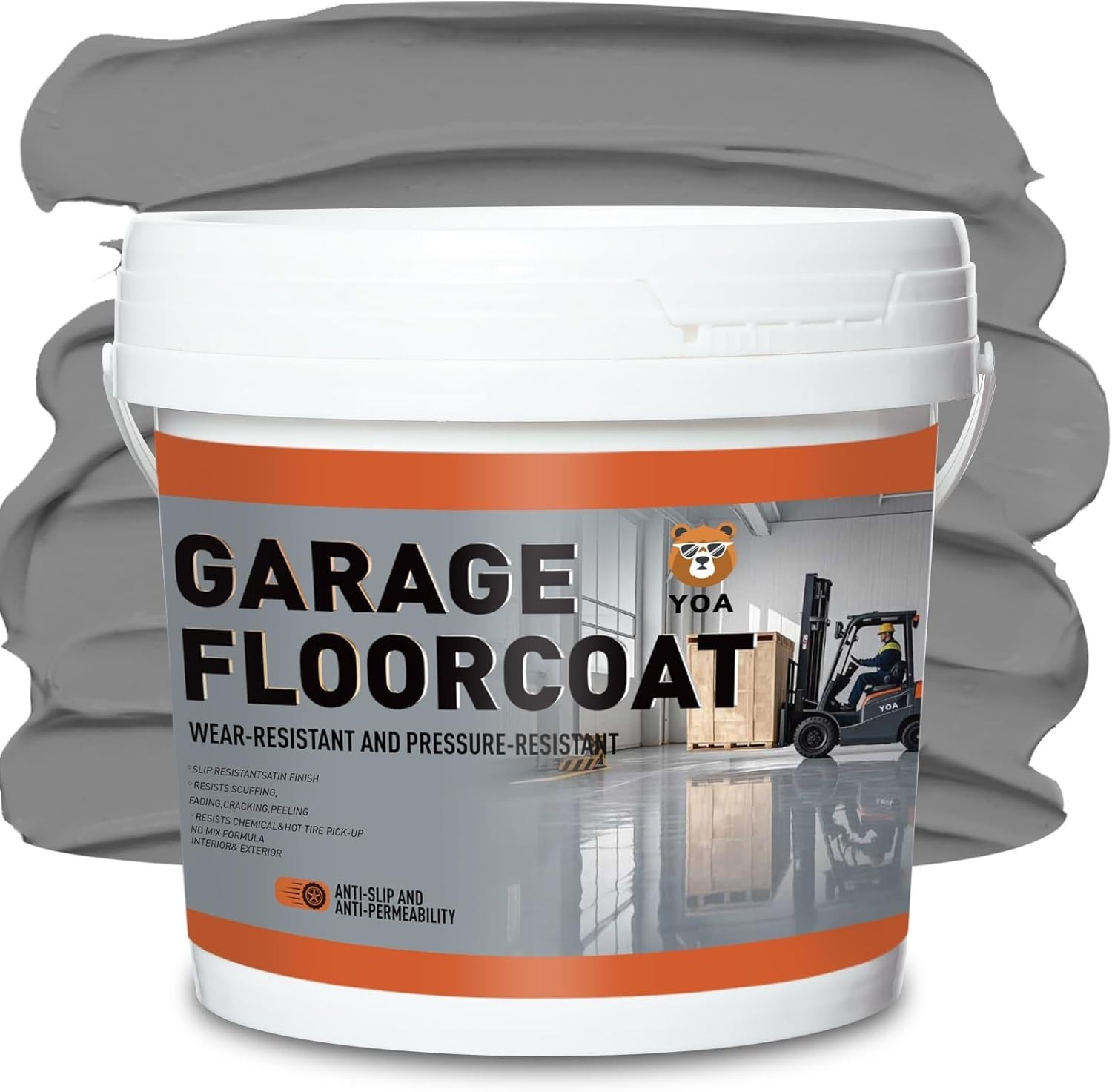 Professional Concrete Floor Paint, 1-Gallon/Light Gray, Epoxy Coating, Suitab…