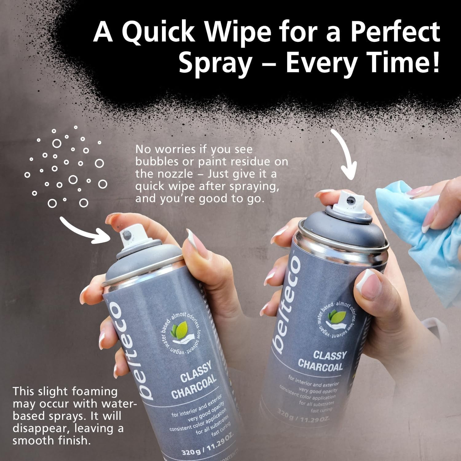 Water-Based Odorless Spray Paint 11.29 oz, Midnight Black Matte, Indoor/Outdo…