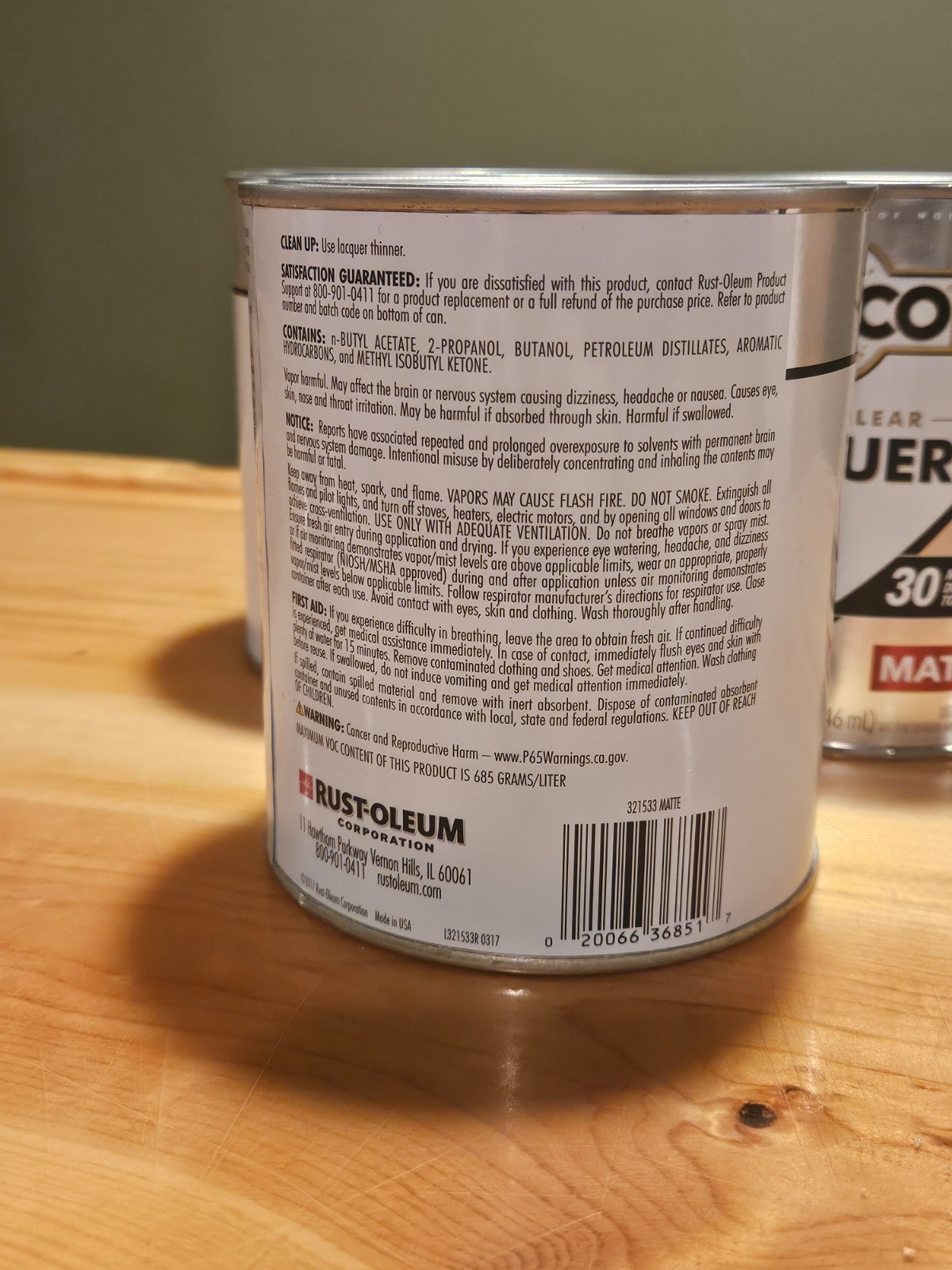 Watco 321533 Lacquer Crystal Clear Wood Finish, Quart, MATTE