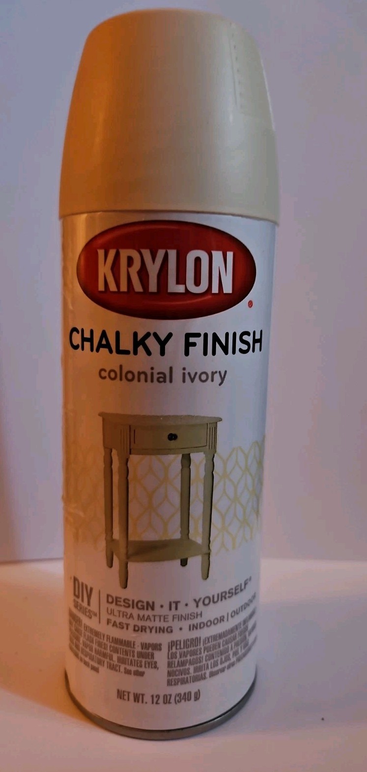 12 Oz Krylon Chalky Finish Spray Paint, Colonial Ivory – New
