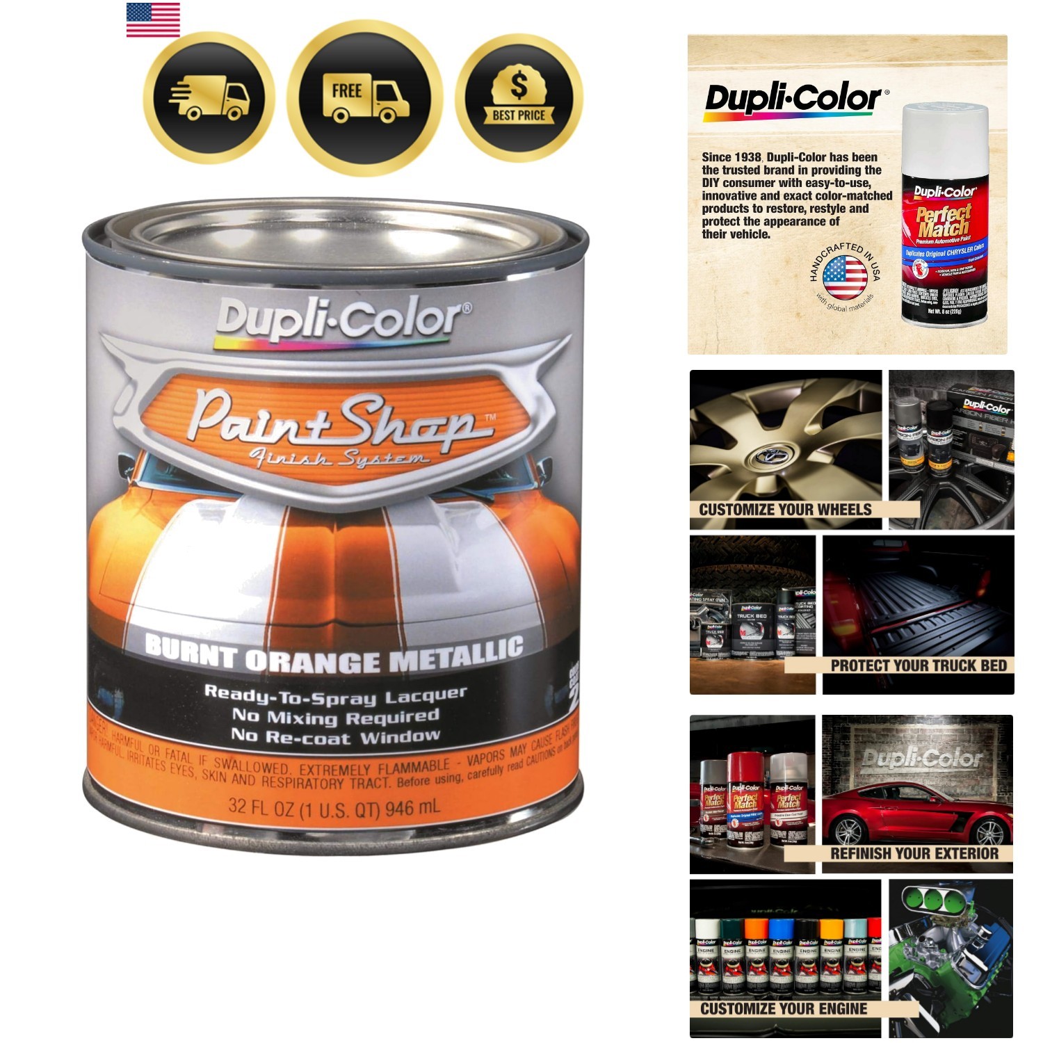 Paint Shop Finish System, Burnt Orange Metallic, 1 Quart