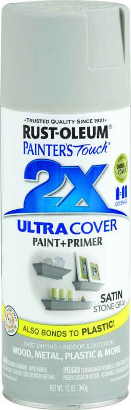 NEW CASE OF (6) RUSTOLEUM 249855 ULTRA COVER 2X STONE GRAY PAINT 1174812