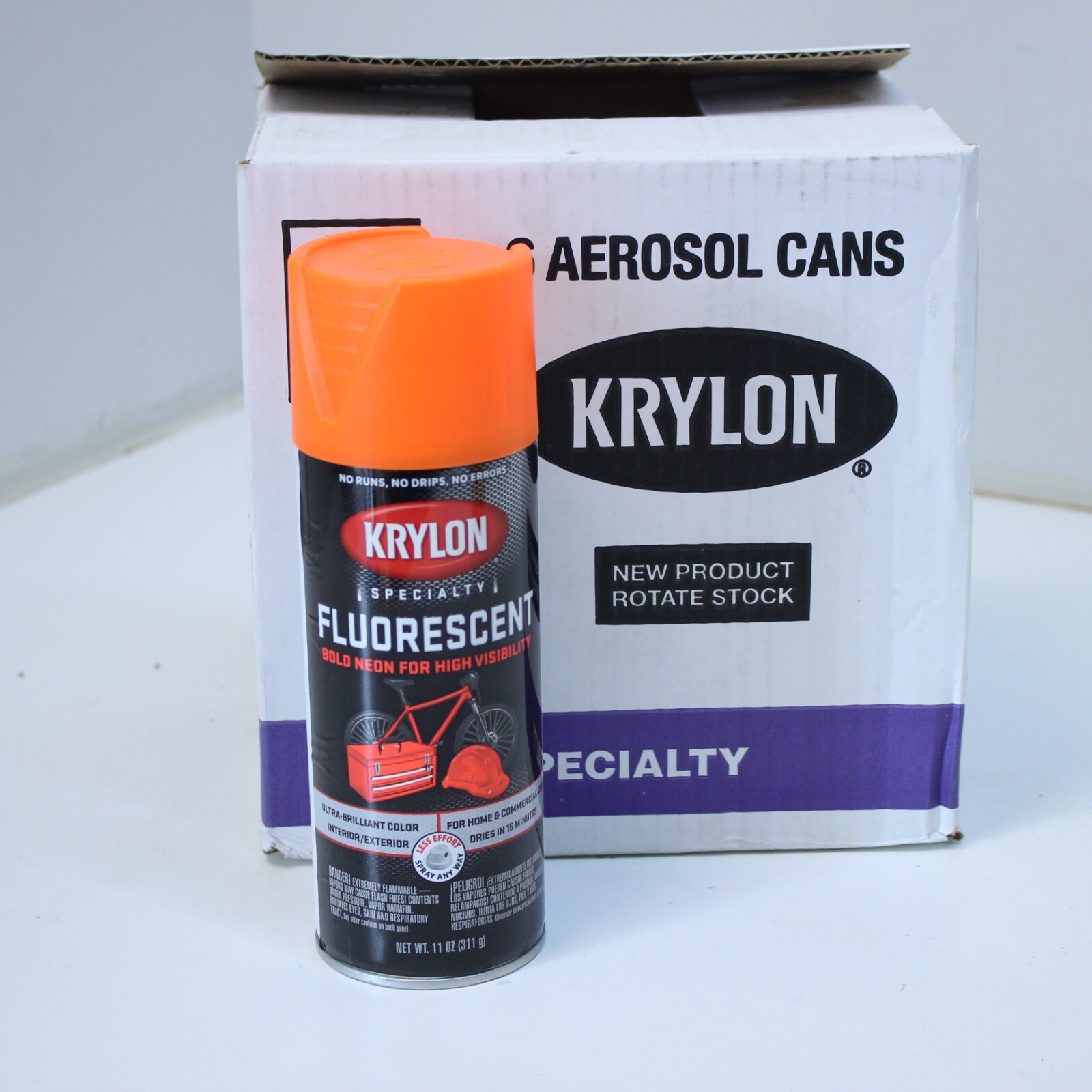 Case of 6 KRYLON 3101 Fluorescent Red Orange High Visibility Paint – 11 oz