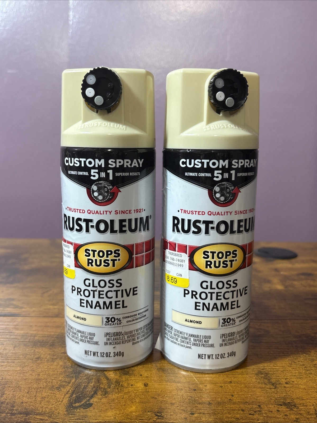 Rust-Oleum Gloss Protective Enamel 12oz Spray Paint Lot Of 2 Almond