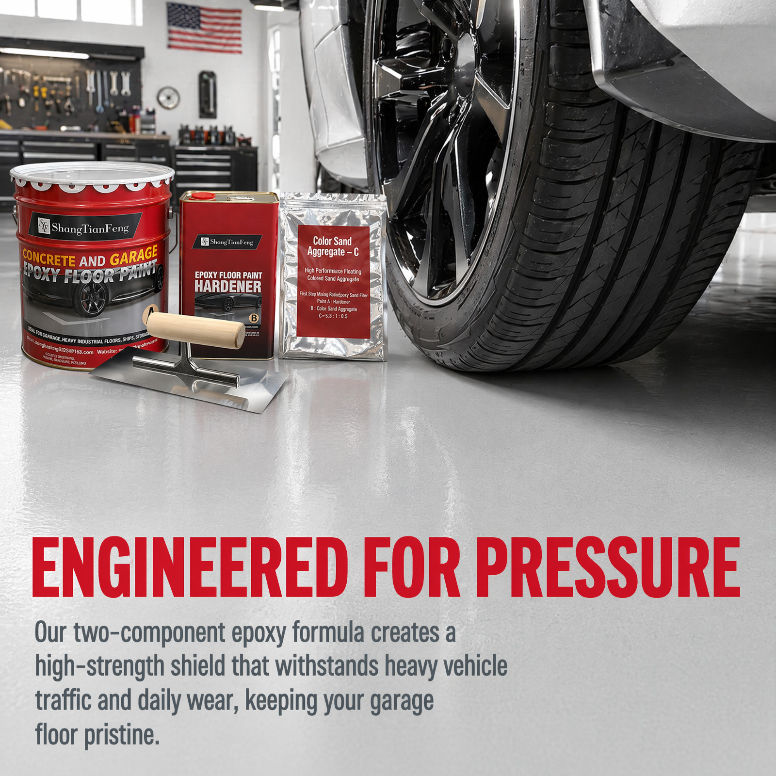 Epoxy Colored Sand Floor Paint Kit，For Garages, Concrete Floors, Factory Indoor