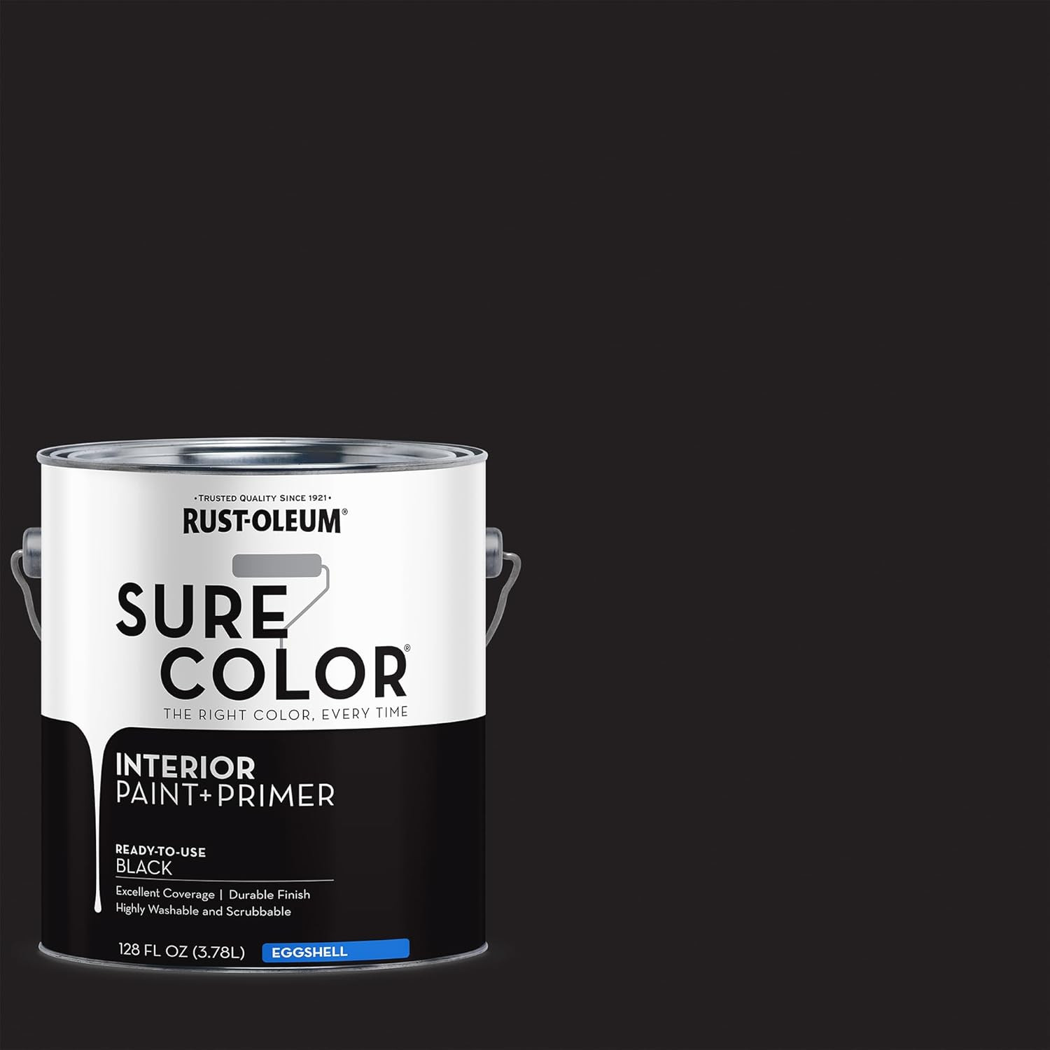 380218 Black Sure Color Interior Paint + Primer, Eggshell, 1 Gal