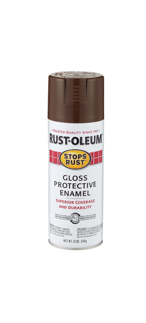 Enamel Protective Paint Stops Rust – Gloss Leather Brown 12-oz Spray