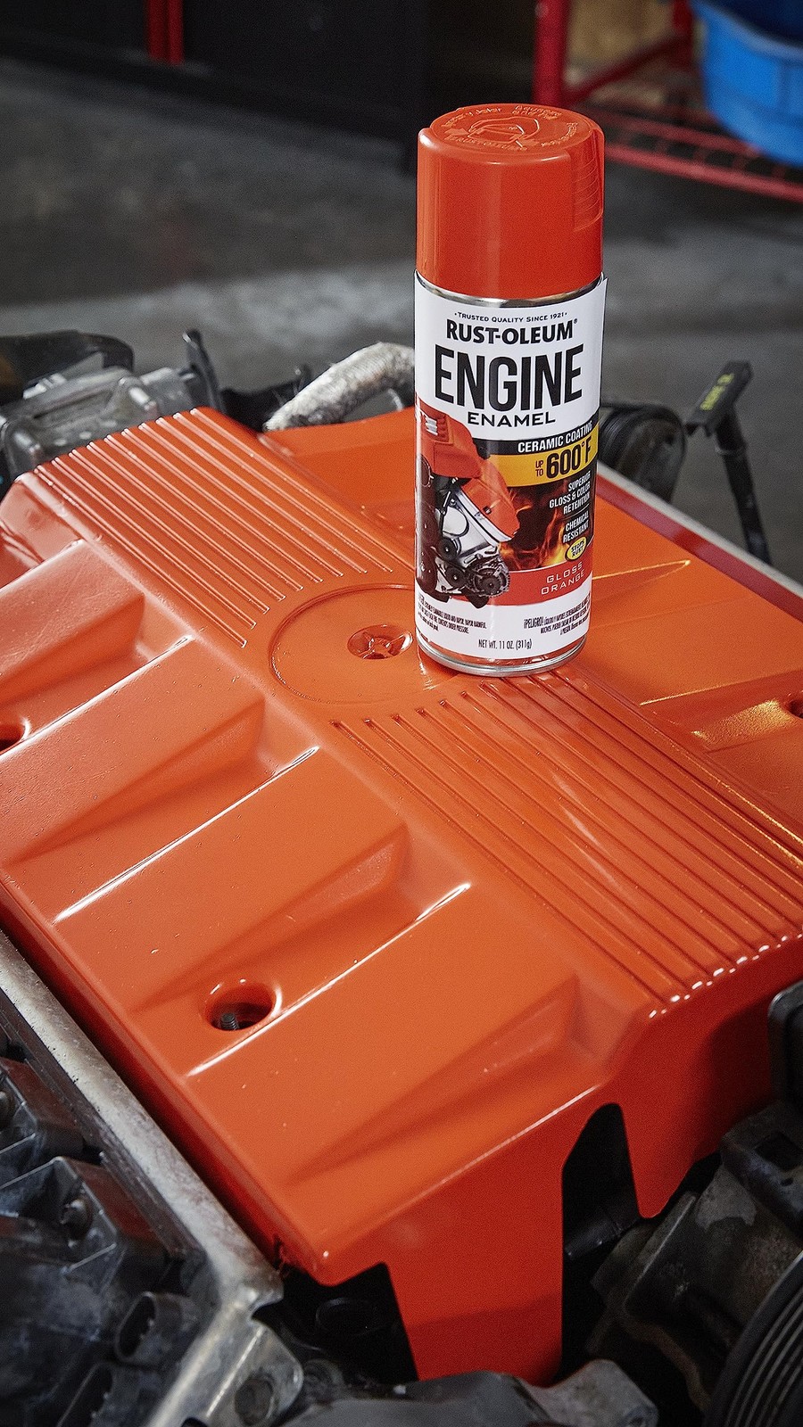 Rust Oleum Engine Enamel Spray Paint Gloss Orange 11 Ounce Automotive Paint