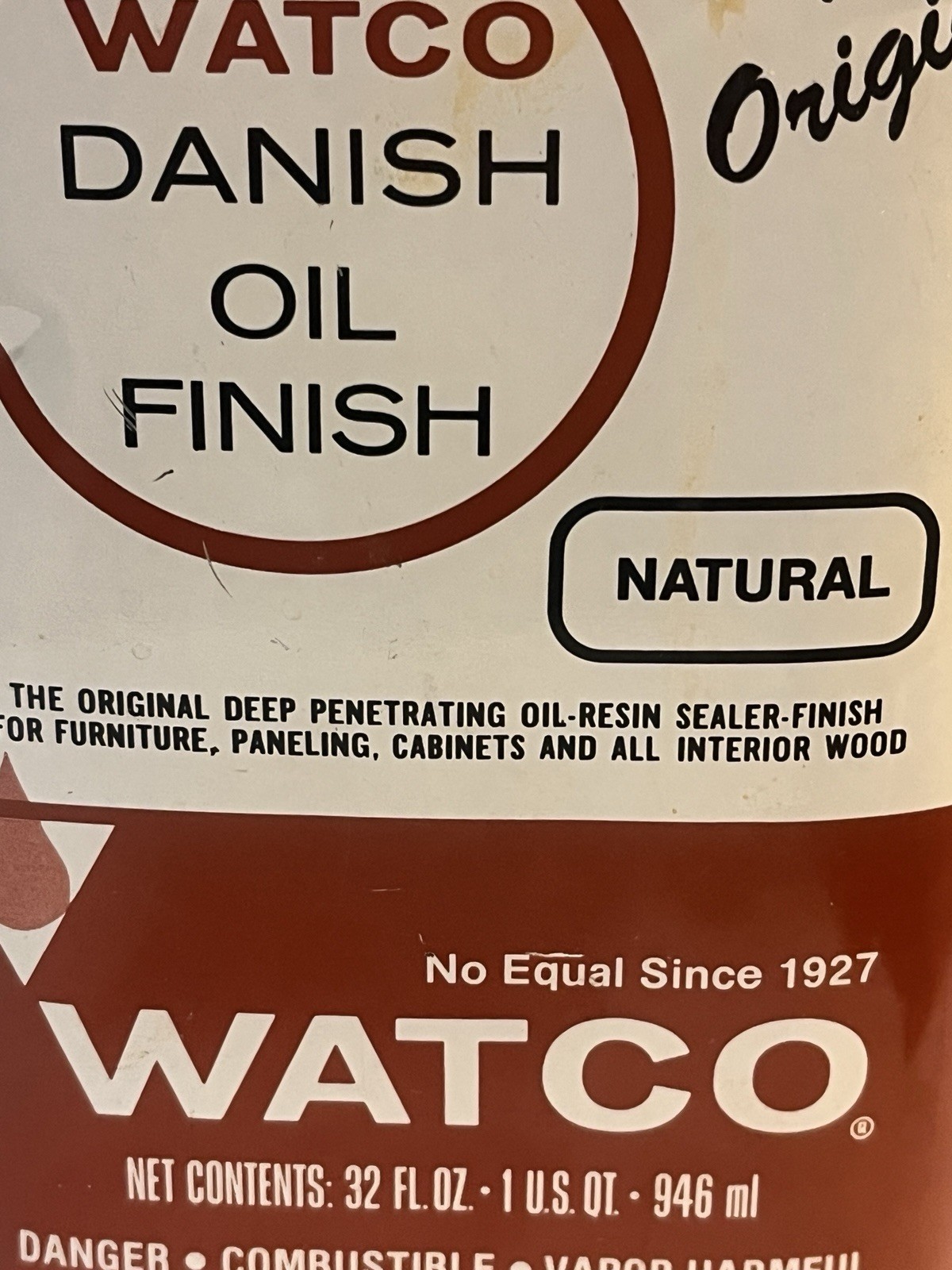 Watco Danish Oil, Natural Finish, Quart Can