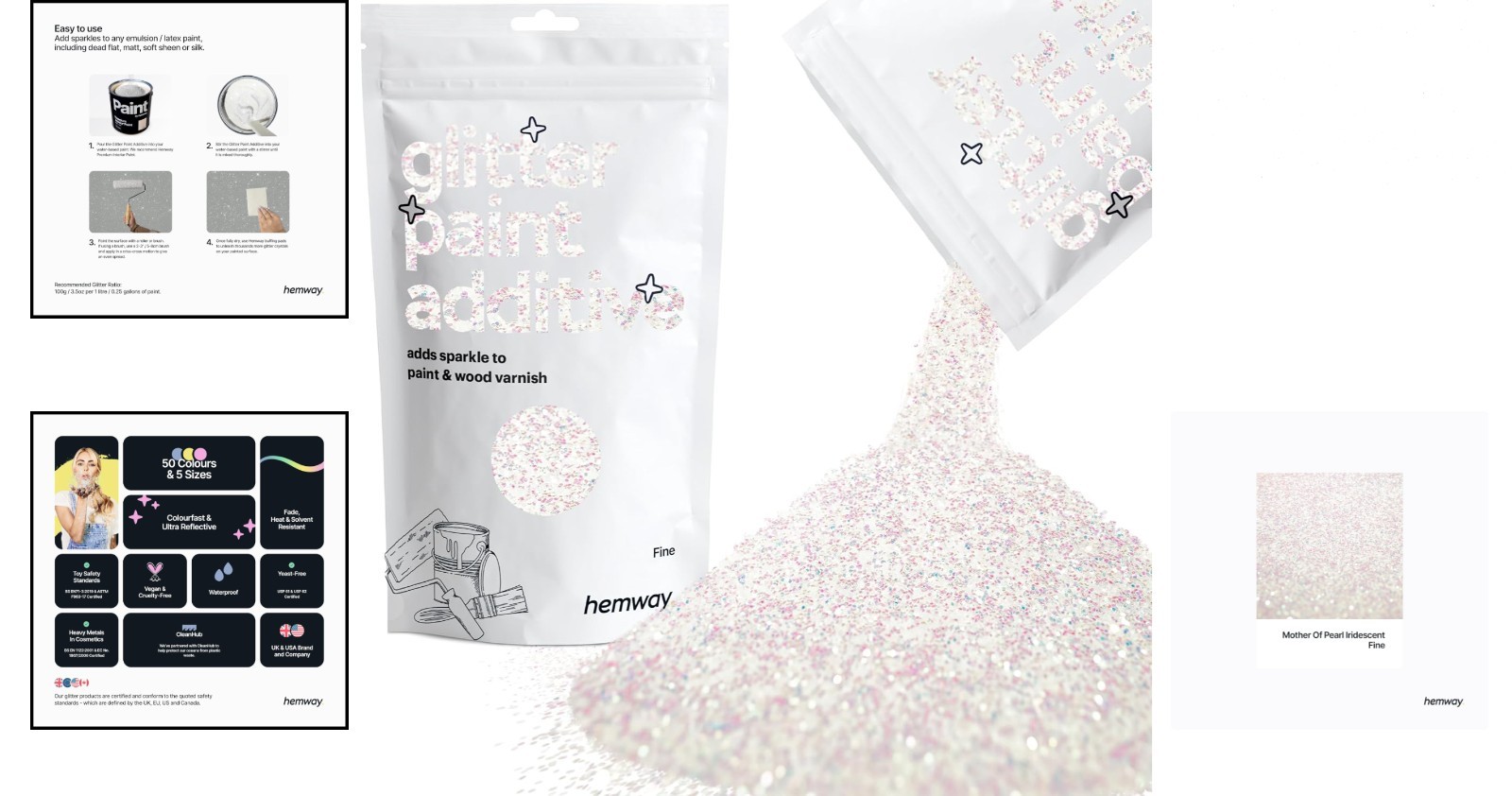 High-Quality Glitter Paint Additive – Mother of Pearl Crystals for Art – 100g