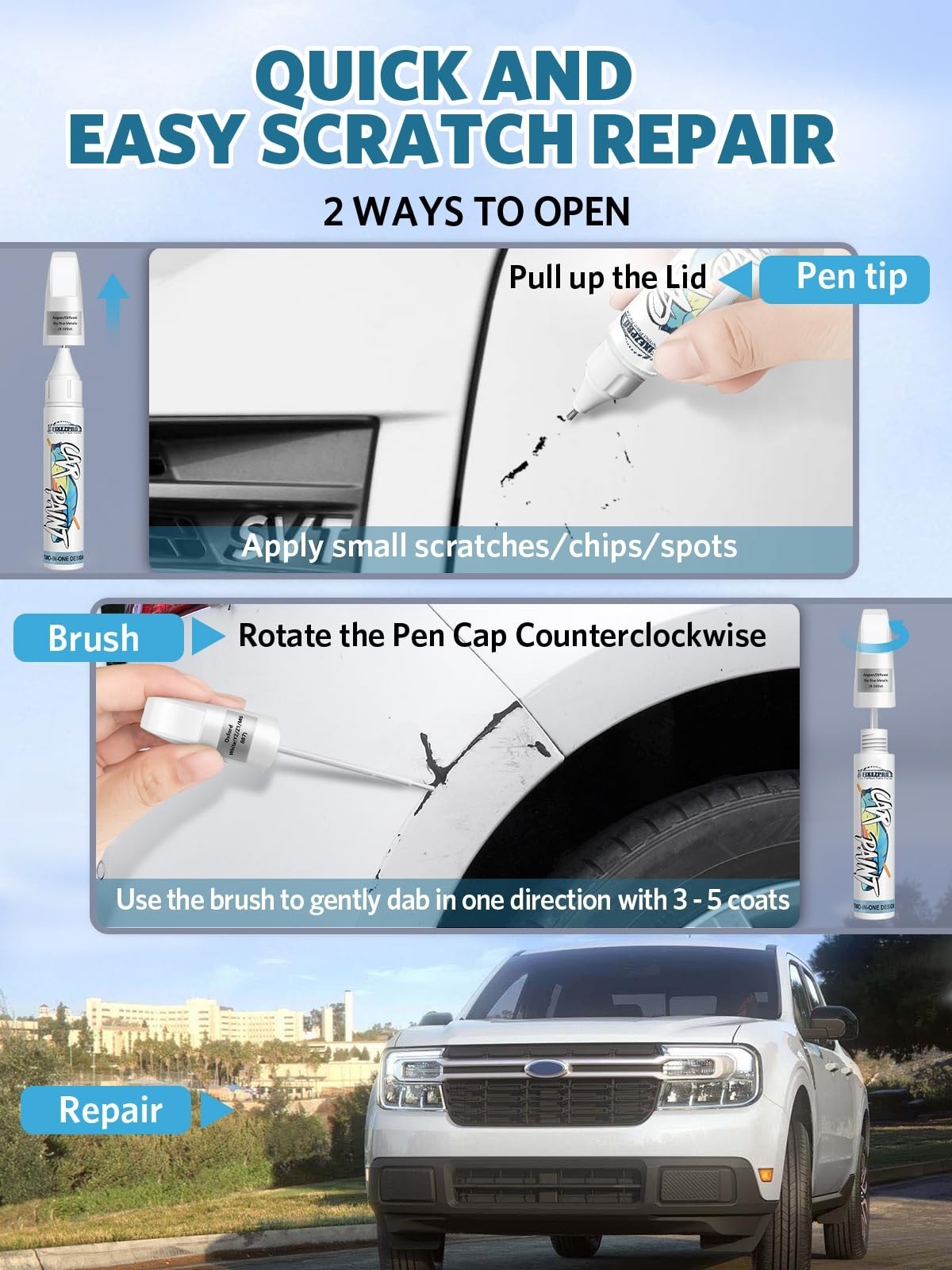 Deep Black Pearl Touch Up Paint Kit for Car Scratch Repair – Exact Color Match,