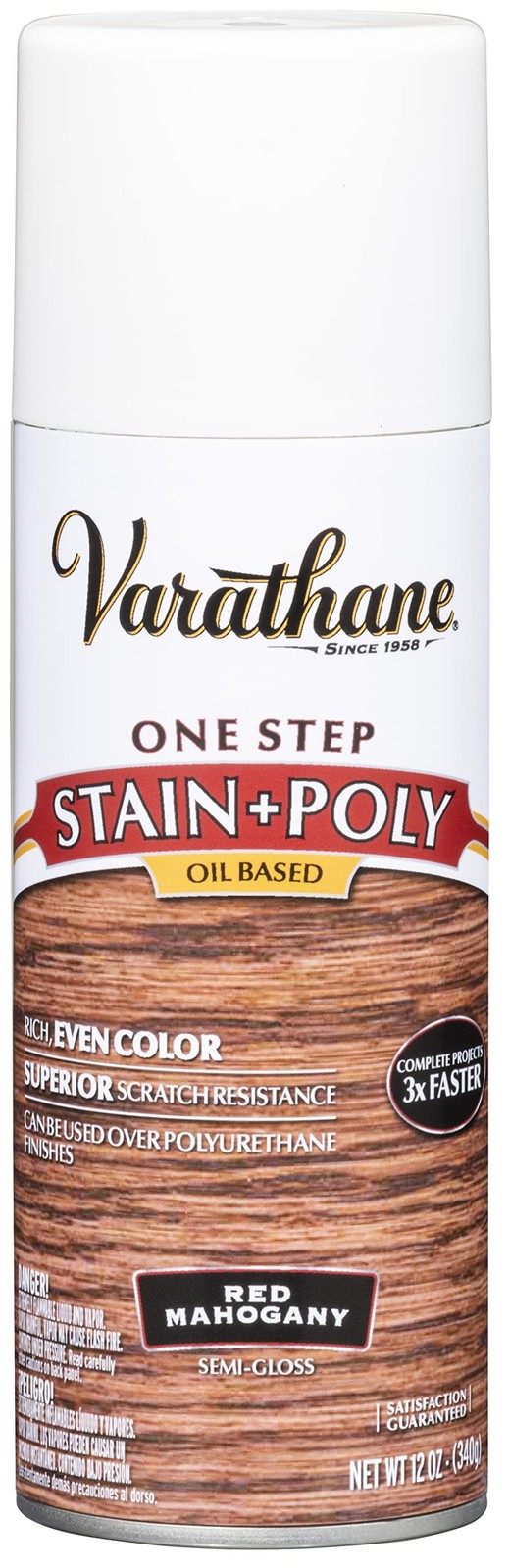 Oil-Based Stain and Polyurethane Spray, 12 oz, Red Mahogany Finish
