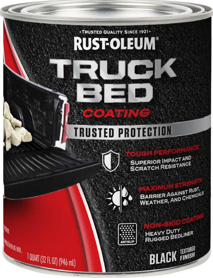 Rust-Oleum Truck Bed Coating Stops Rust Black Textured Matte 1 Quart