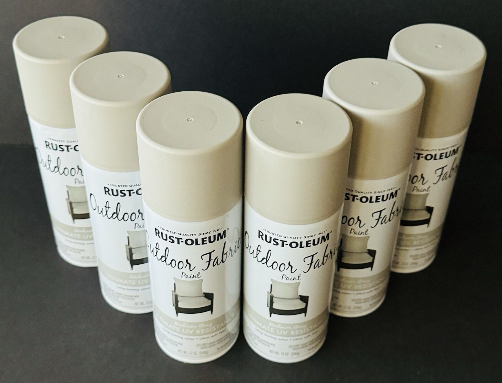 Rust-Oleum 352121 Outdoor Fabric Paint “MEDIUM GRAY”, 12oz (6 Pack)