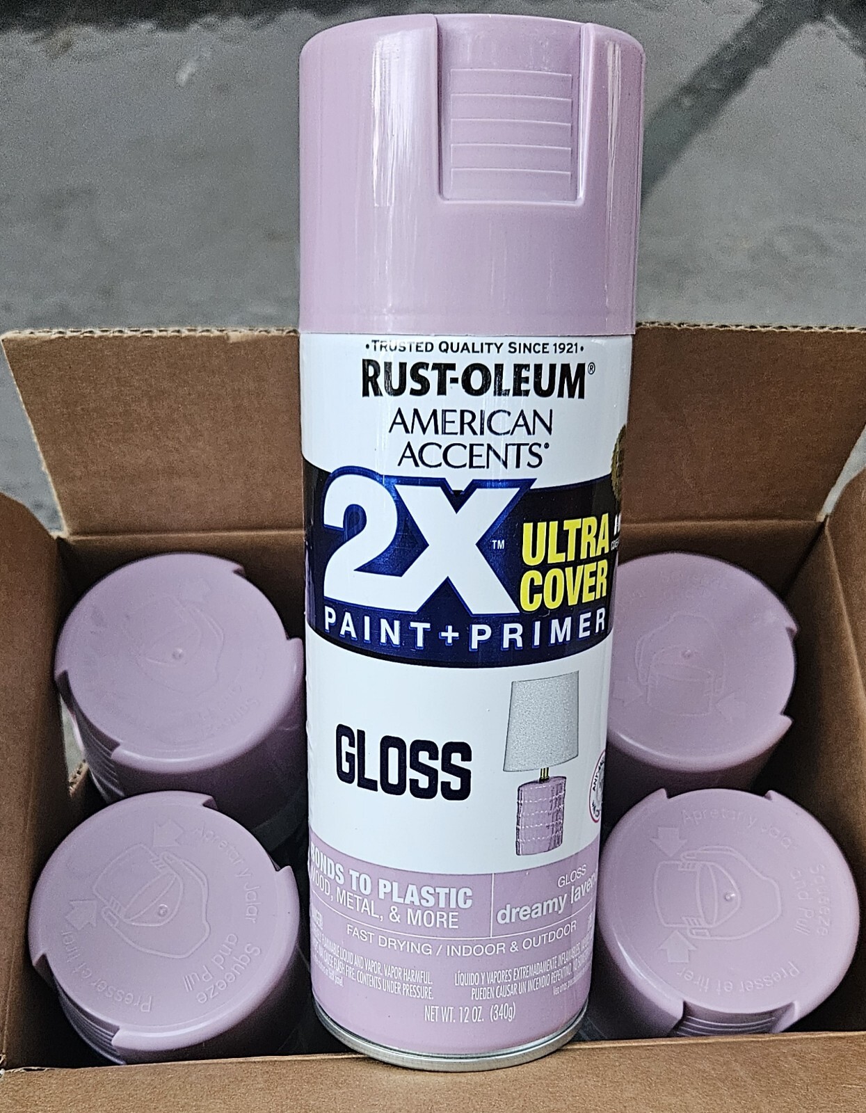RUSTOLEUM ULTRA COVER 2X GLOSS DREAMY LAVENDER SPRAY PAINT 6pk