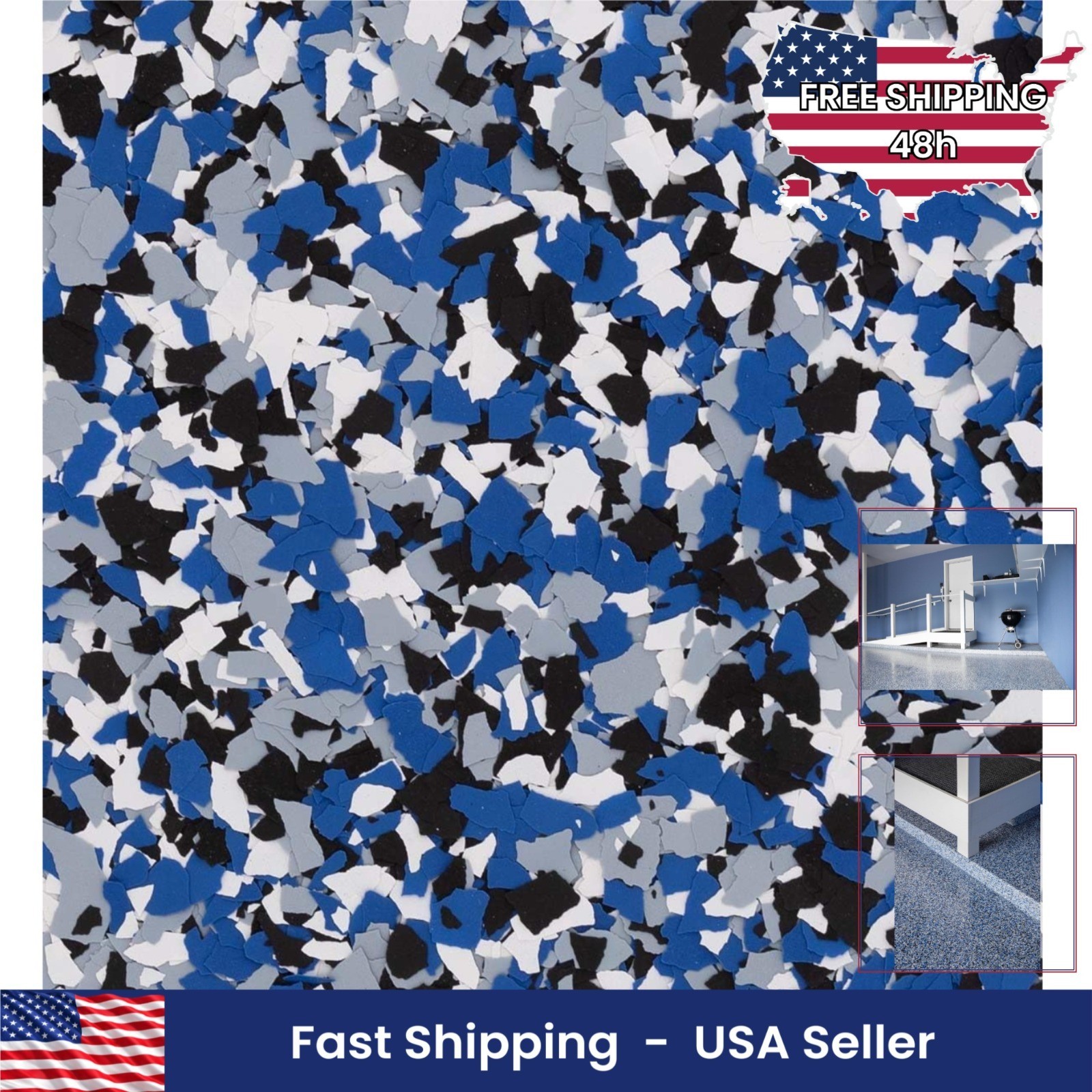 9kg 20lb 1/4″ Epoxy Floor Flakes Decorative Color Chips Garage Basement Orbit