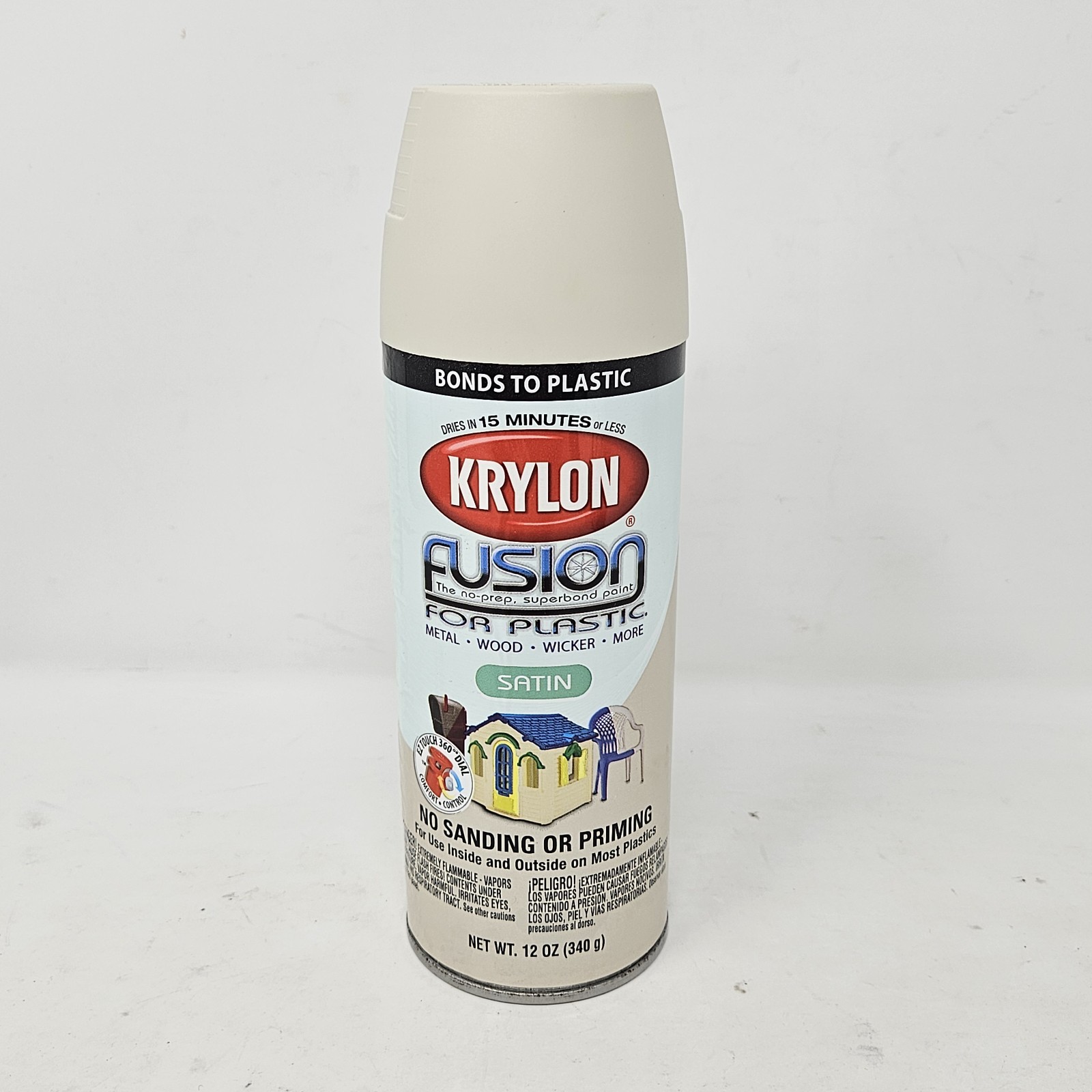 Krylon Fusion Spray Paint for Plastic 2437 Satin Almond 12oz