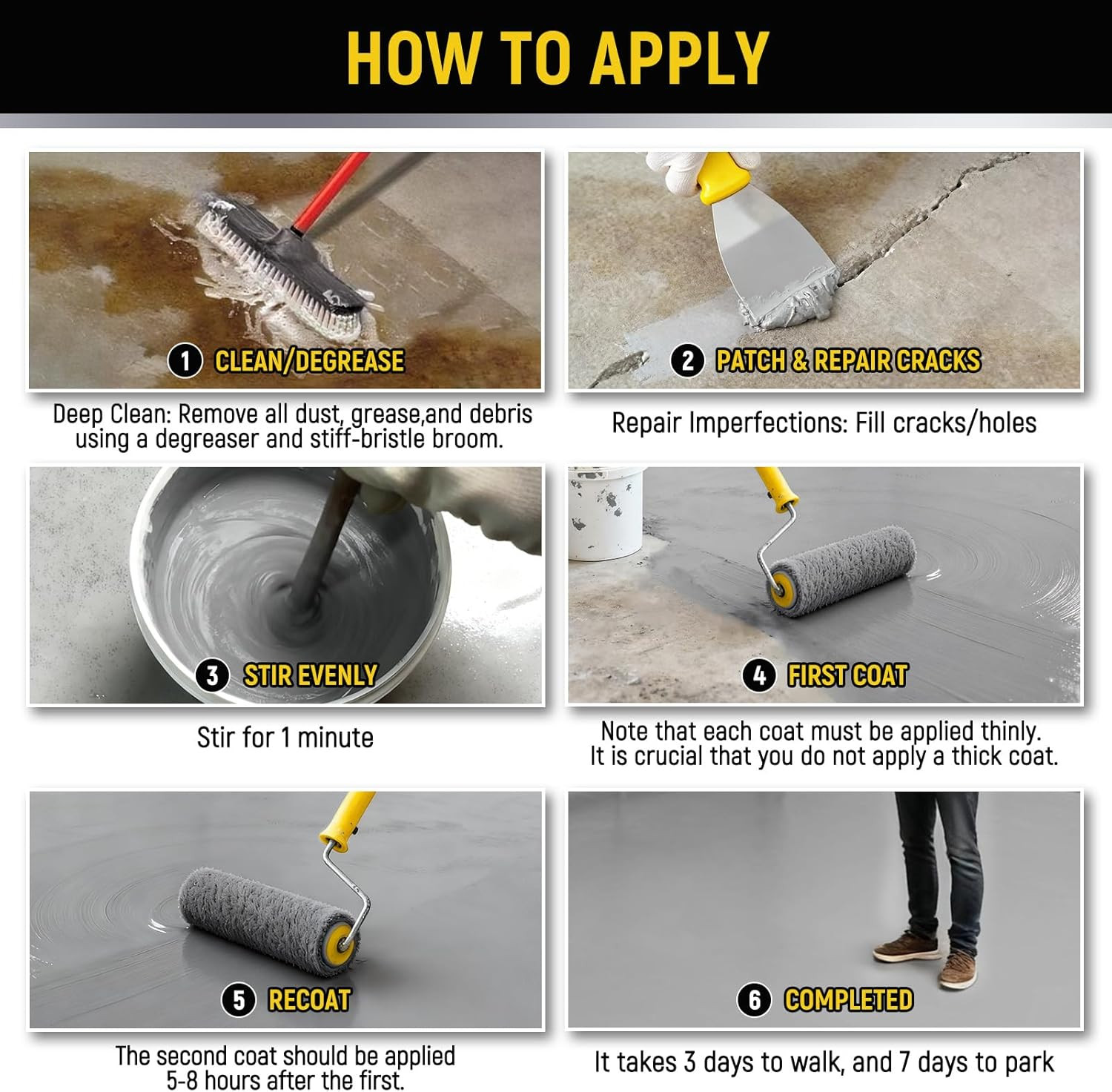 1 Gallon Silver Gray Epoxy Garage Floor Paint Concrete Coating Basement Acrylic