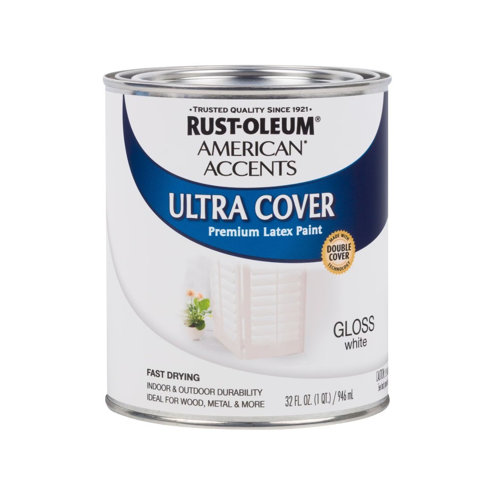 White, Rust-Oleum American Accents Ultra Cover Gloss Latex Paint (Quart)