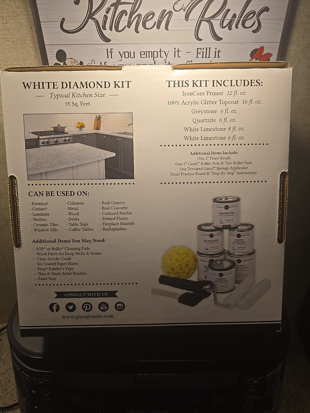 2 Boxes Giani Granite Countertop Paint Kit 2.0- White Diamond READ DESCRIPTION
