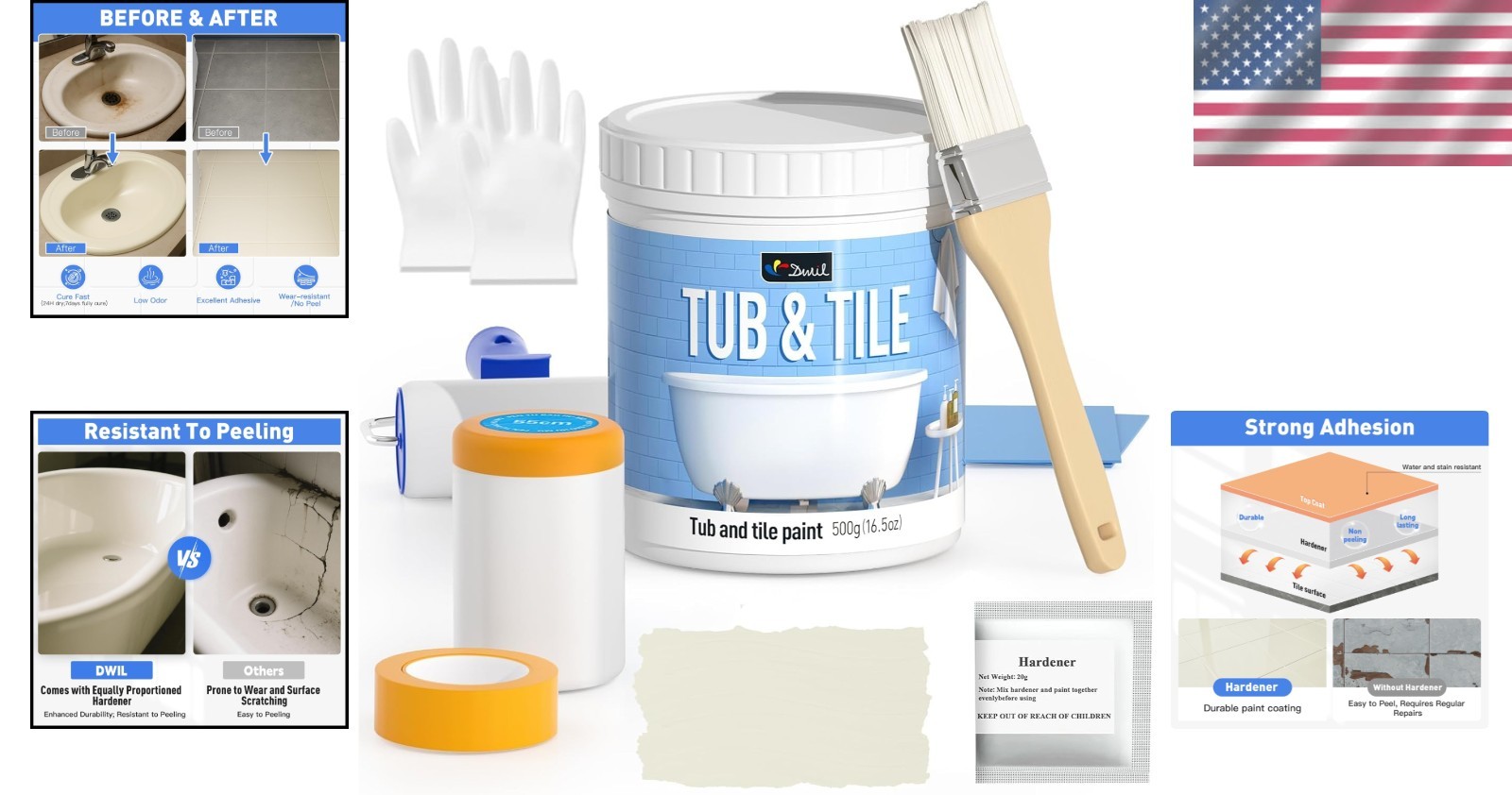 Complete Bathroom and Kitchen Tile Paint Kit with Tools – Durable & Easy Cleanup