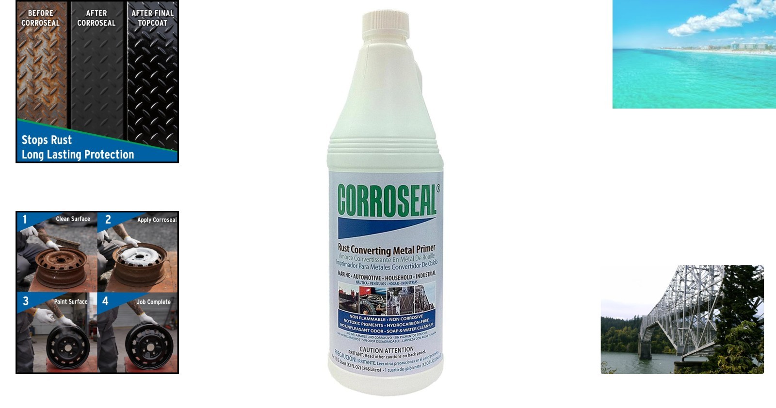 One-Step Water-Based Rust Converter & Metal Primer – 1 Qt Coverage 200-250 sq ft