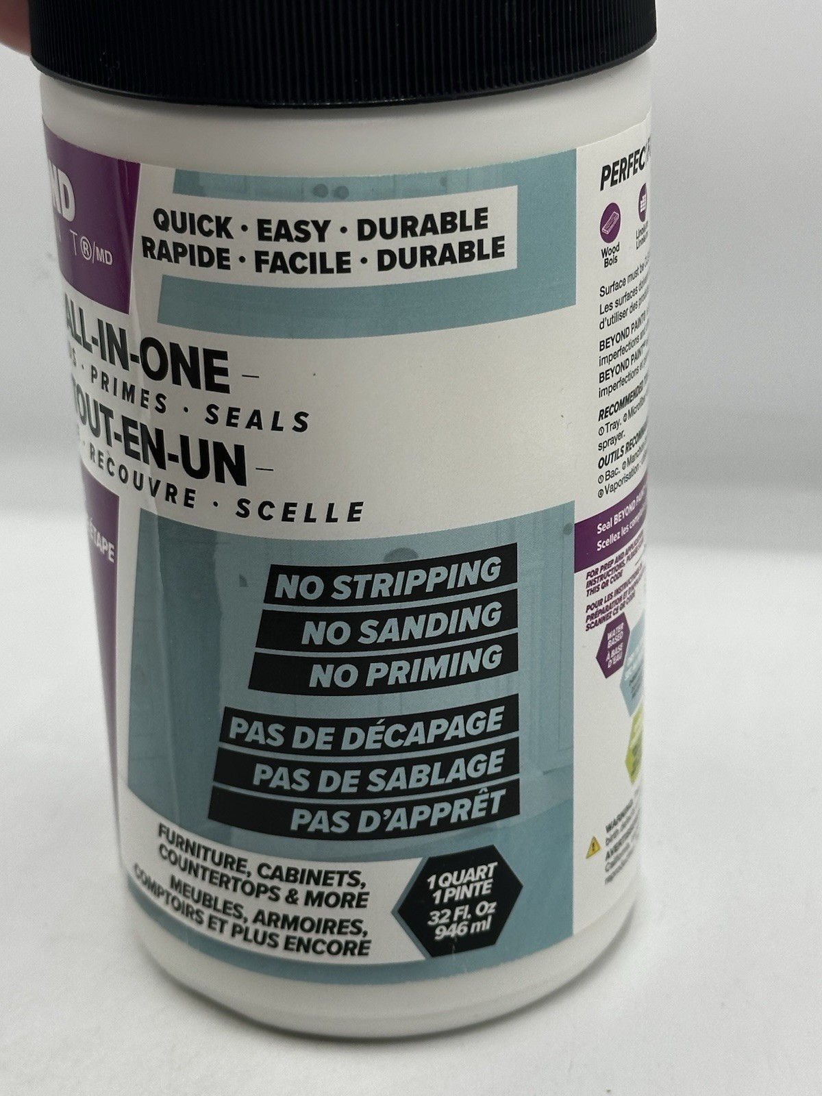 Beyond Paint All-In-One Bright White Cabinet Furniture Paint Quart 32oz