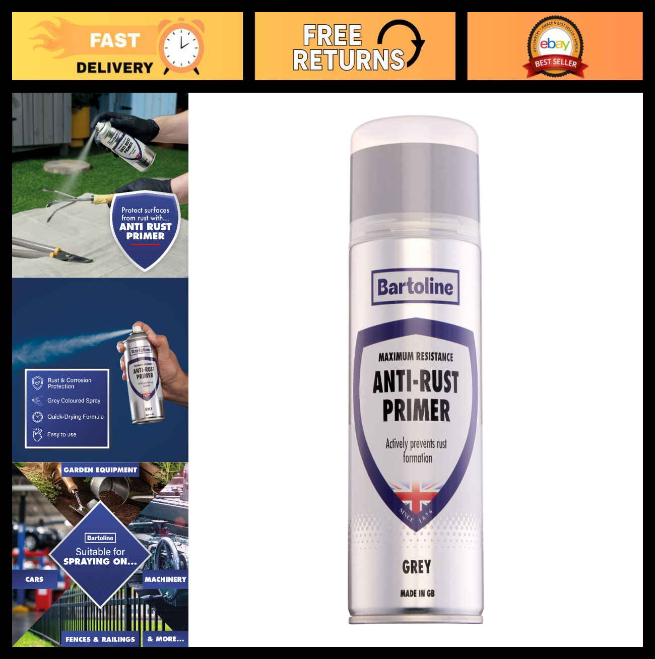Anti-Rust Primer Spray Paint, Gray, 13.5 oz – Corrosion-Resistant Metal Coating