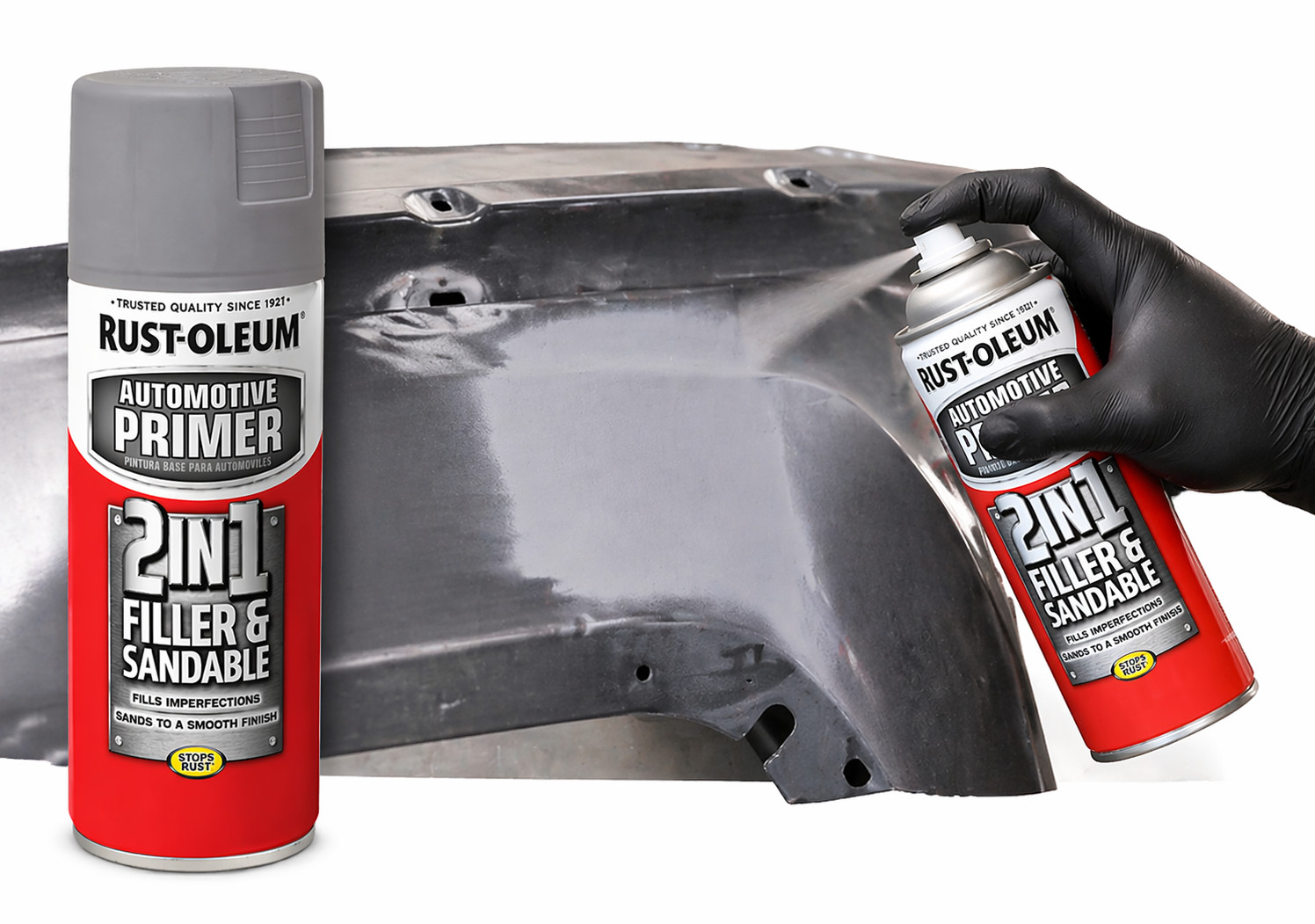 Rust-Oleum 2in1 Filler Primer Spray Gray Sandable Auto Metal Fast Dry Aerosol