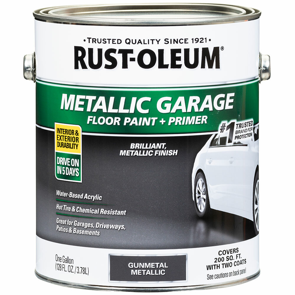 Rust-Oleum 349353 Metallic Garage Floor Paint + Primer Gunmetal gal