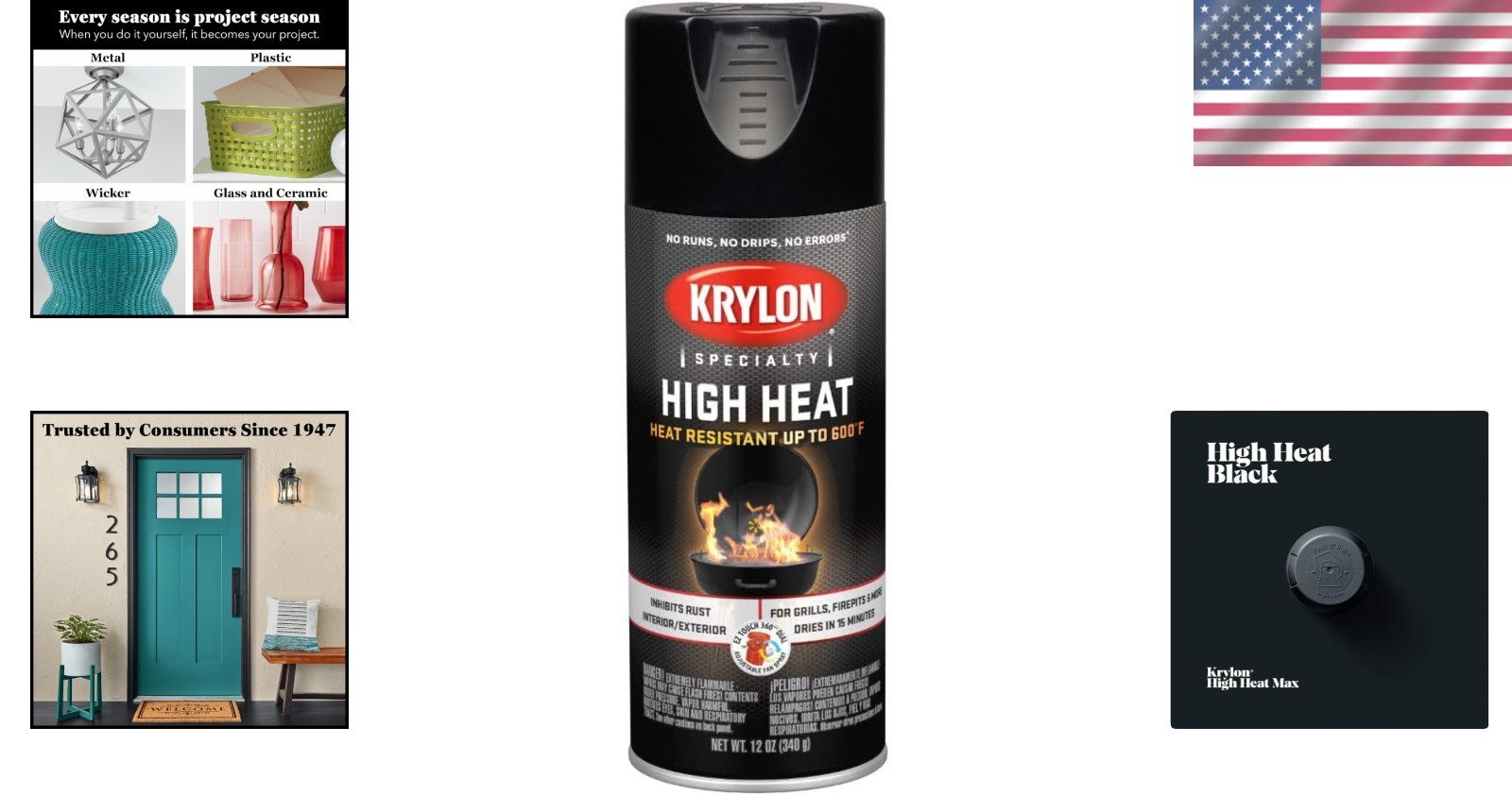 Krylon High Heat Black Spray Paint, 12oz – Fast Dry, Scratch Resistant Finish
