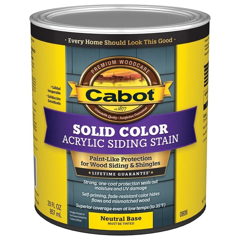 Cabot 800 Series 140.0000806.005 Solid Color Siding Stain, Natural Flat, Liquid,