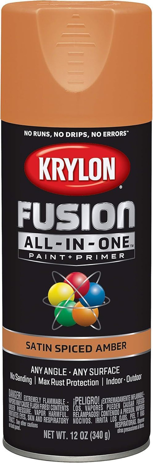 Fusion All-In-One Adhesive Spray Paint for Indoor/Outdoor Use, 12 Oz, Spiced Amb