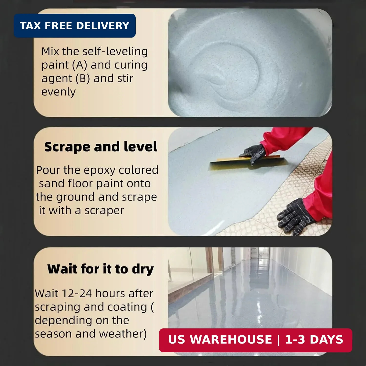 Epoxy Colored Sand Floor Paint, Epoxy Floor Paint High Gloss Marble Effect Coati