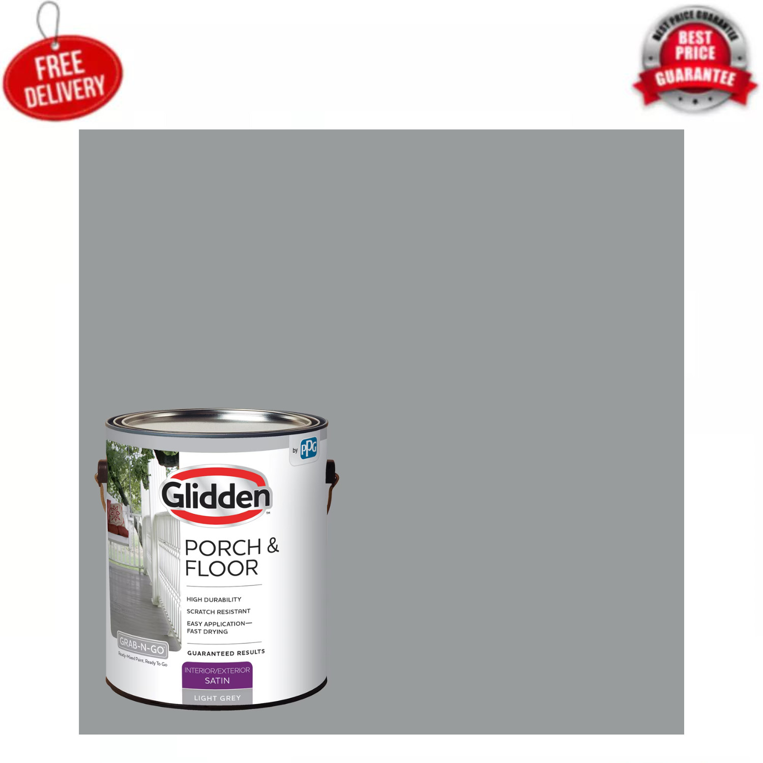Glidden Porch &Floor 1 gal. Light Gray Satin Interior/Exterior Paint with Primer