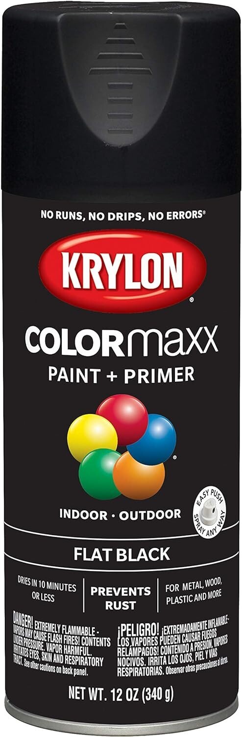 Krylon COLORmaxx ✨ Flat Black ✨ Spray Paint 12 oz Paint & Primer Fast Dry 5546