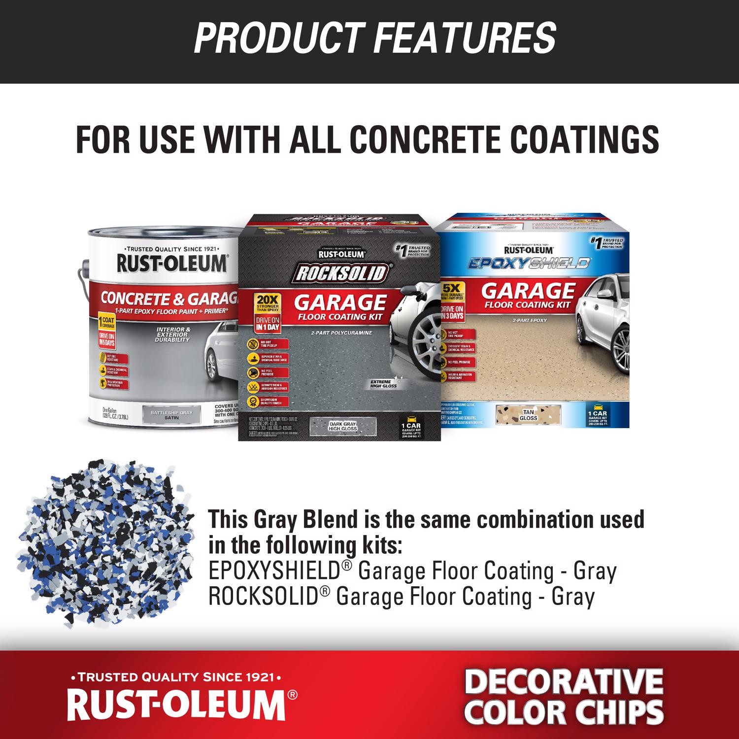 Rust-Oleum 301359 Gray Blend Decorative Color Chips 1 lbs. for Concrete Coating