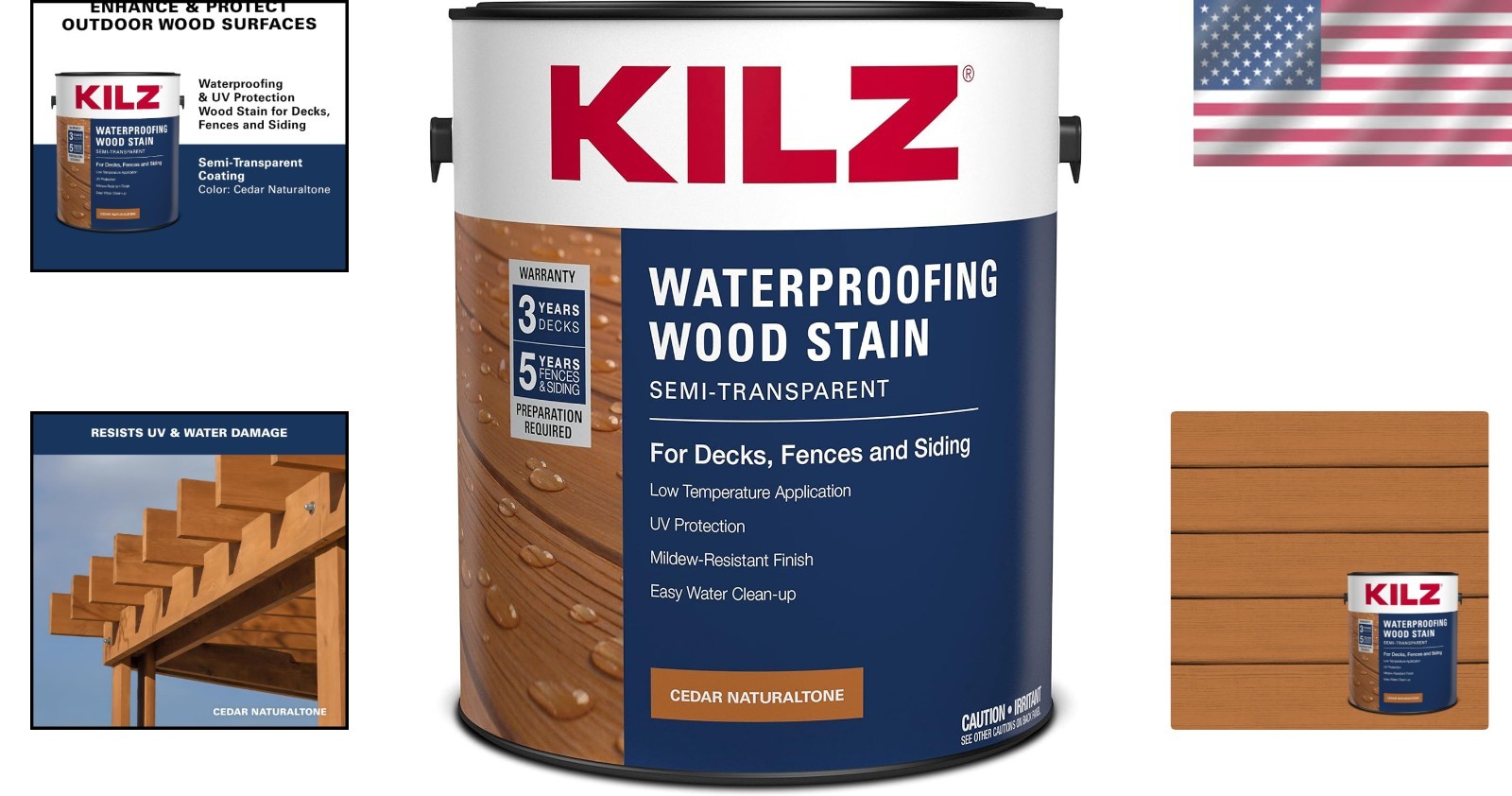 Wood Stain 1-Gallon Cedar Naturaltone Waterproofing Semi-Transparent Acrylic …