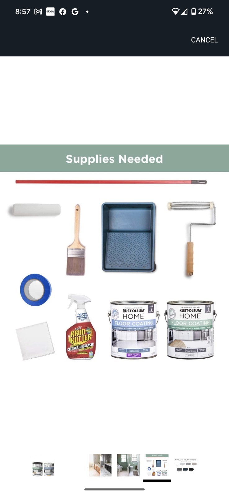 Rust-Oleum 367591 Home Interior Floor Coating Kit, Matte Ultra White