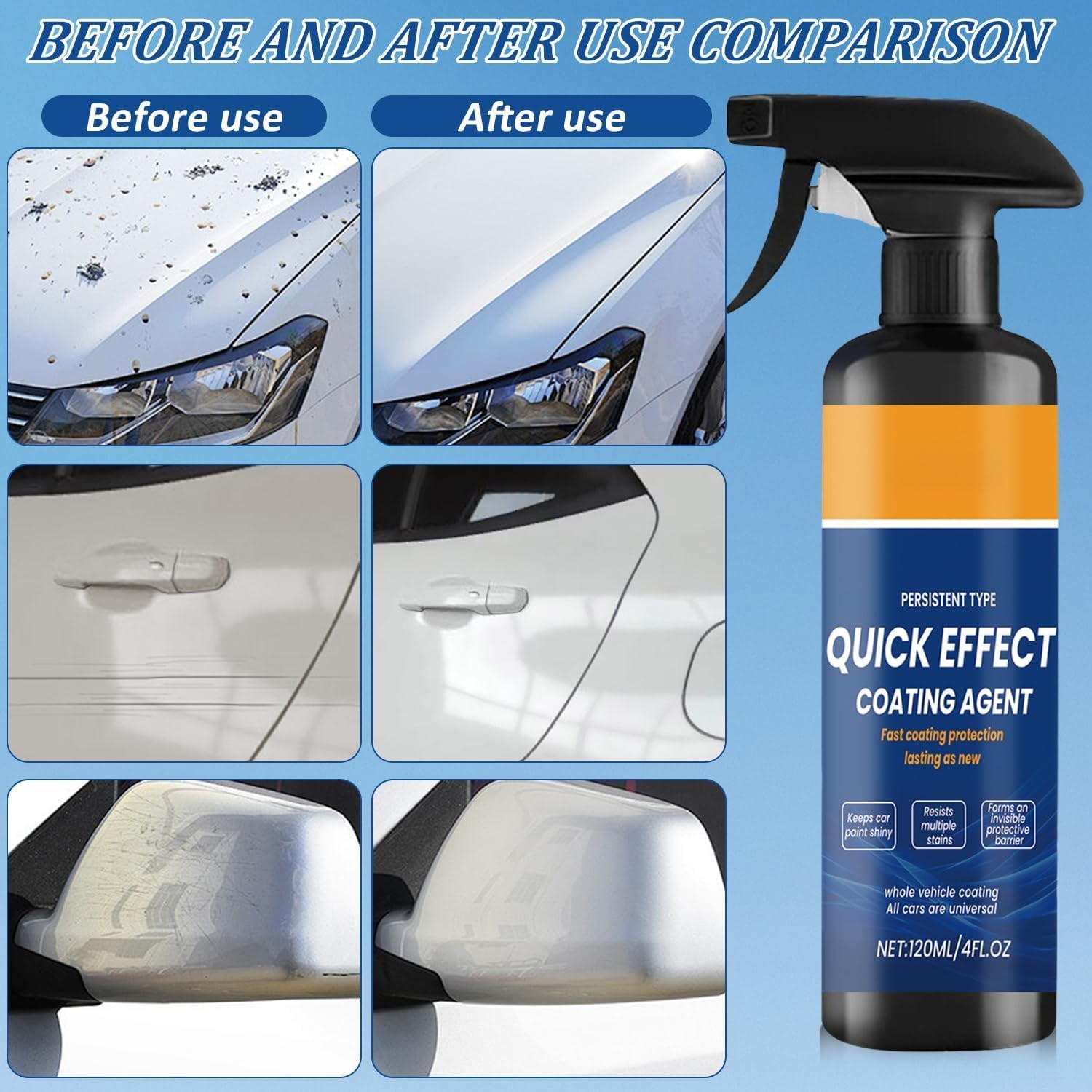 2 Pack Car Ceramic Coating Spray Advanced Paint Shine Detail