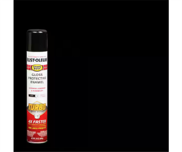Gloss Black Spray Paint 24 oz Rust Preventative Enamel Turbo Fast Coverage