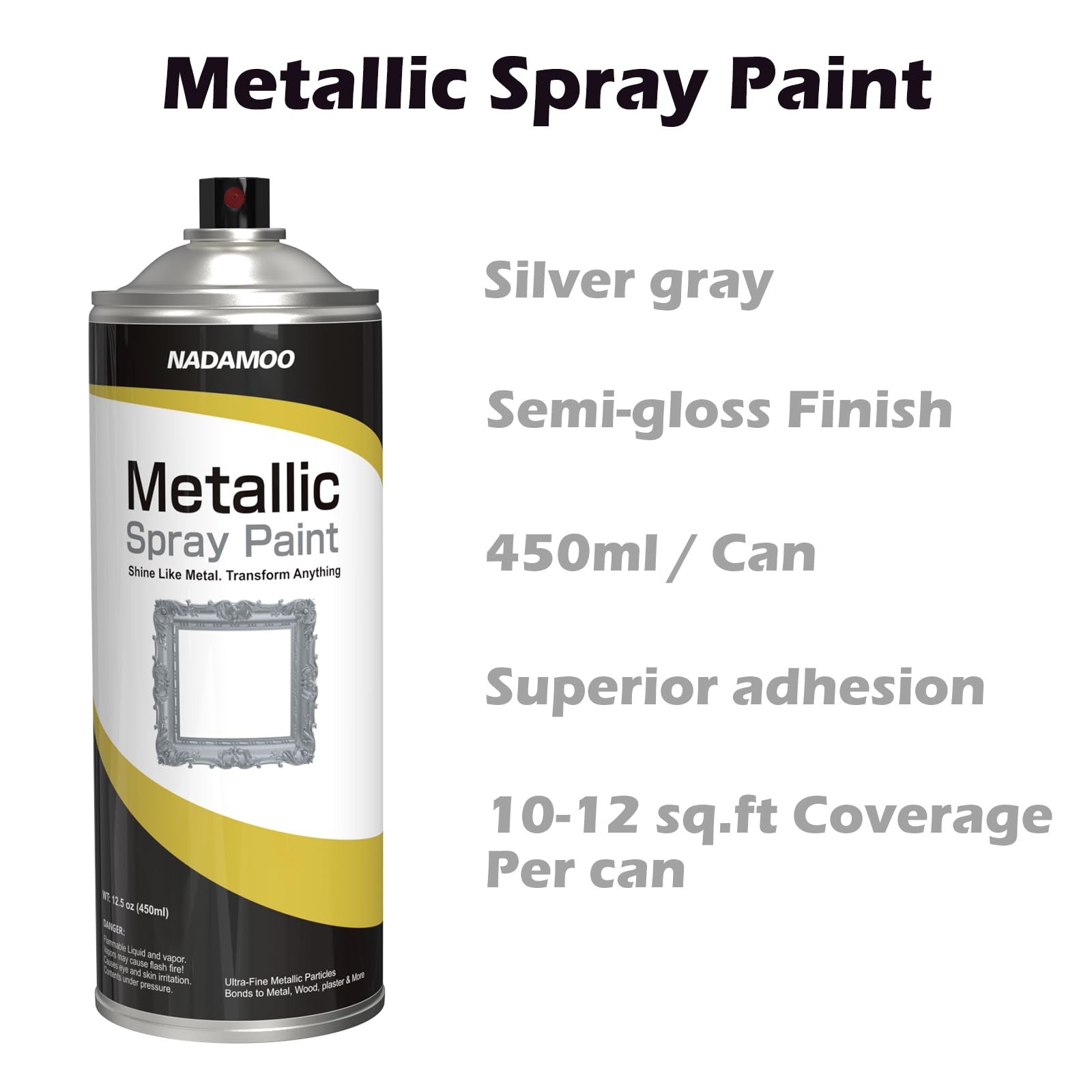 Metallic Spray Paint, Silver Grey- Fast-Drying Finish for DIY Crafts, Models,…
