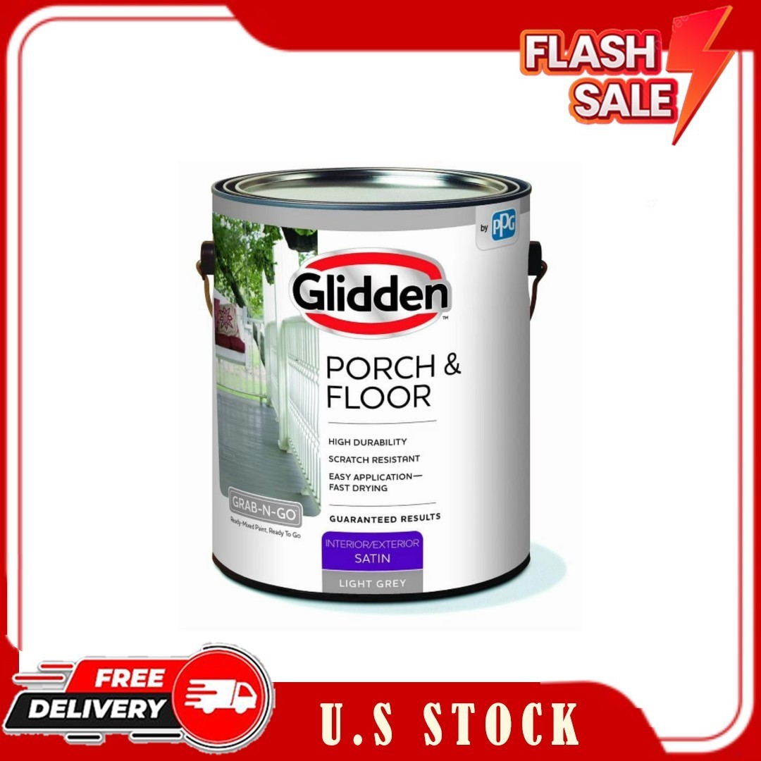 Glidden Porch & Floor Paint + Primer, Light Gray Satin, 1 Gal