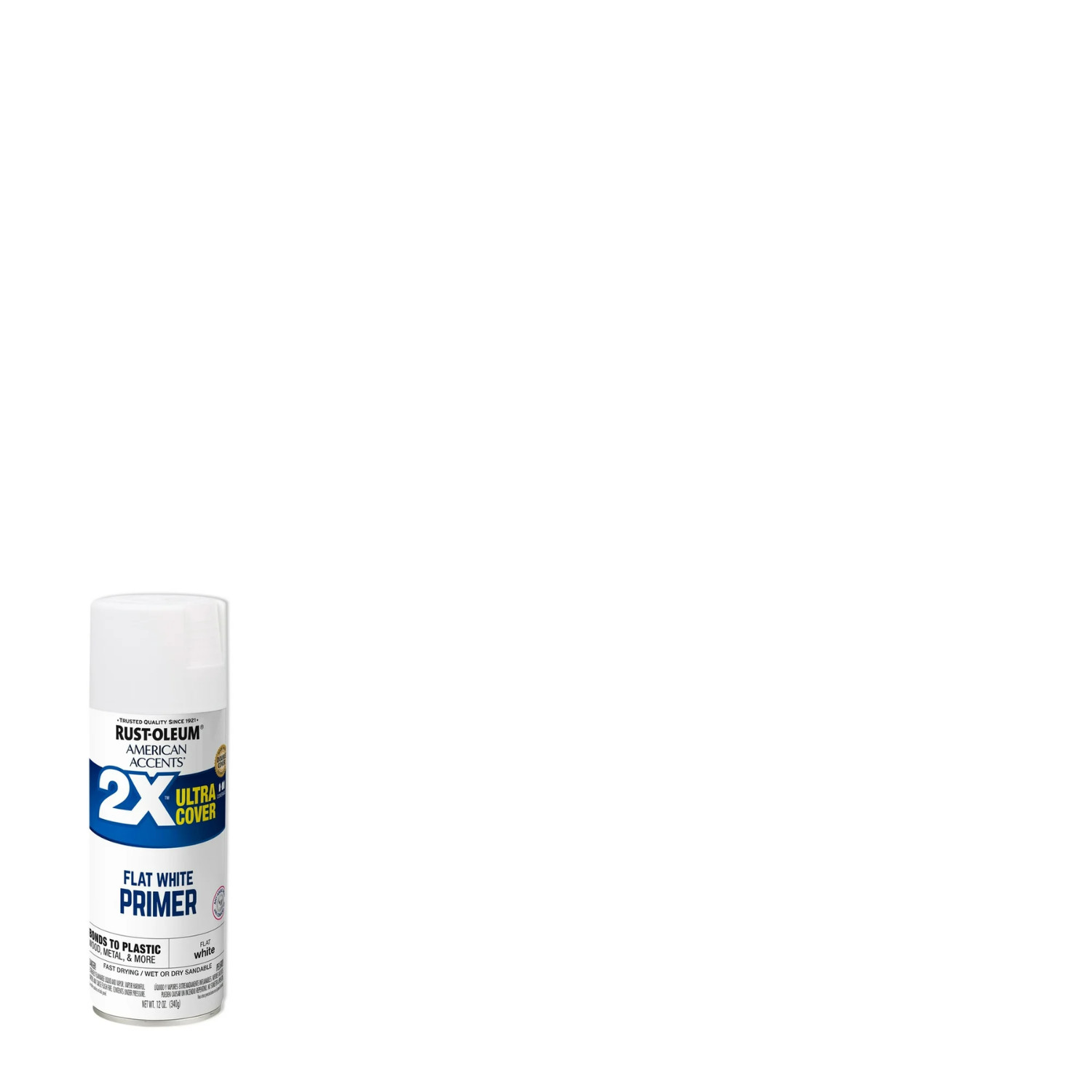 (2 Pack) White Primer, Rust-Oleum 2X Ultra Cover Flat Spray Paint – 12 oz