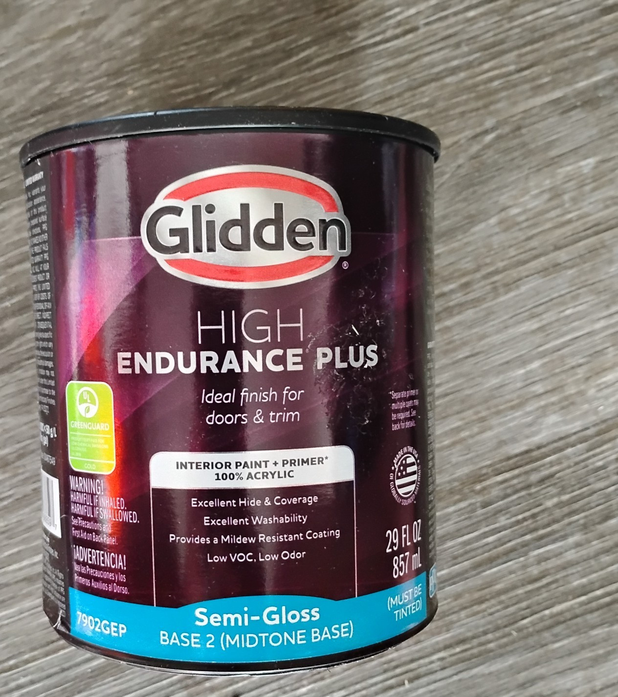 Glidden Interior Paint & Primer, semi gloss White, 1 quart base 2 neutral base