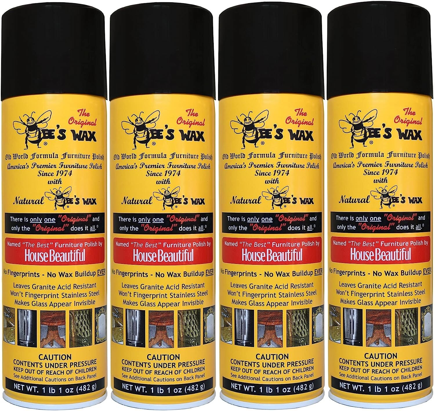 BEE’S WAX Polish – Lemon Scent – Use on Wood, Leather, Marble, Granite – 4 Pack