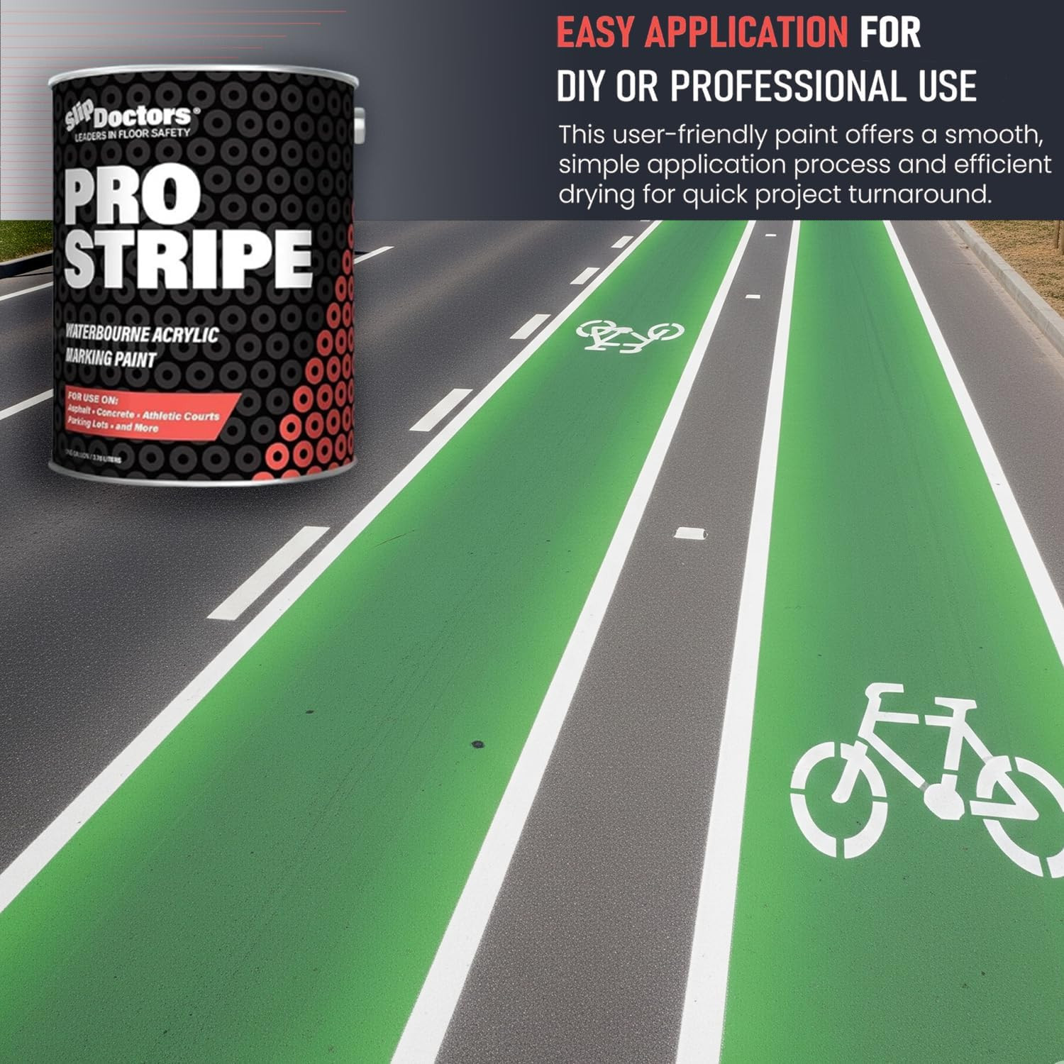 Pro Stripe Line Marking Paint – Safety Green, 1 Gallon for Courts & Lots