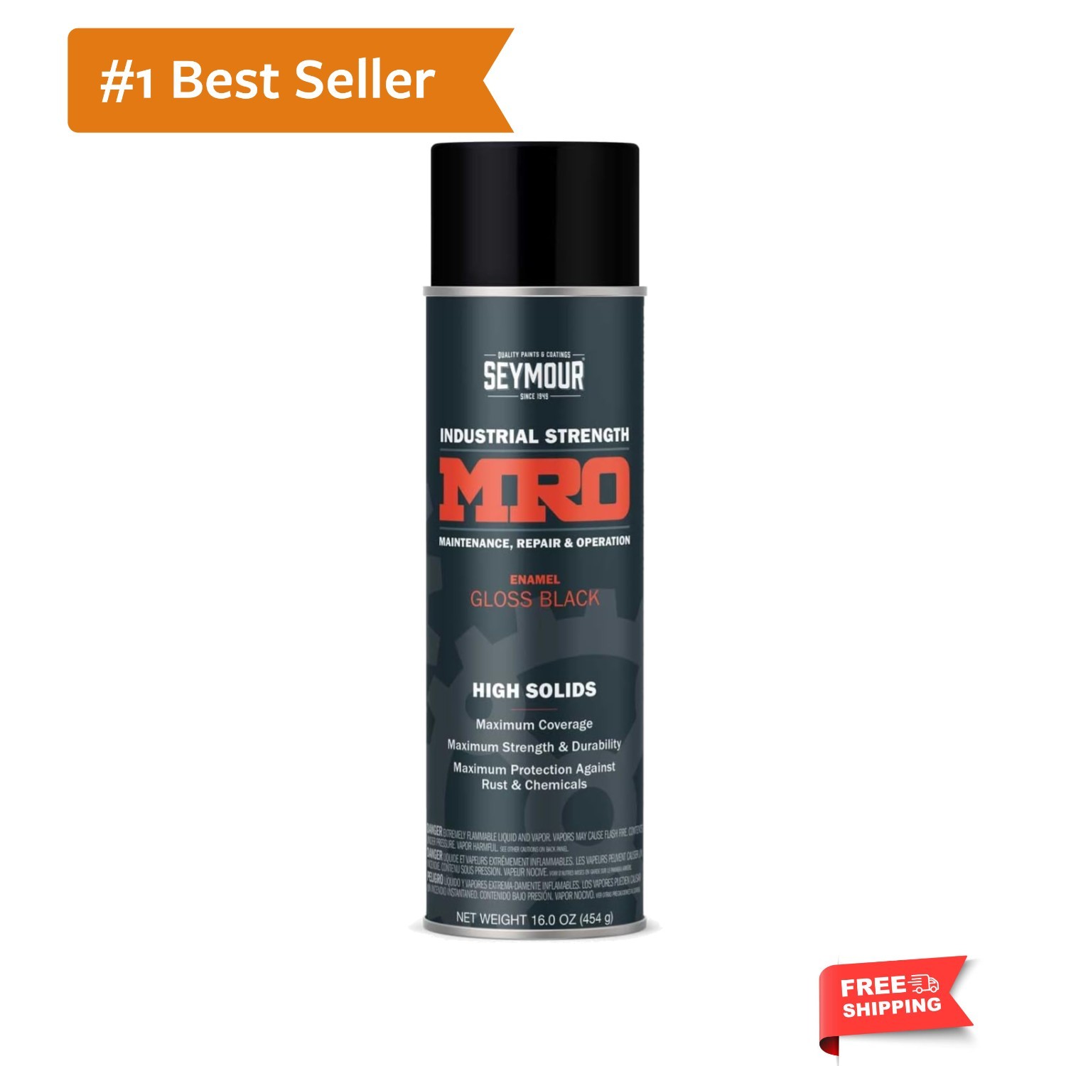620-1415 Industrial MRO High Solids Spray Paint, Gloss Black , 16 Ounce Pack …