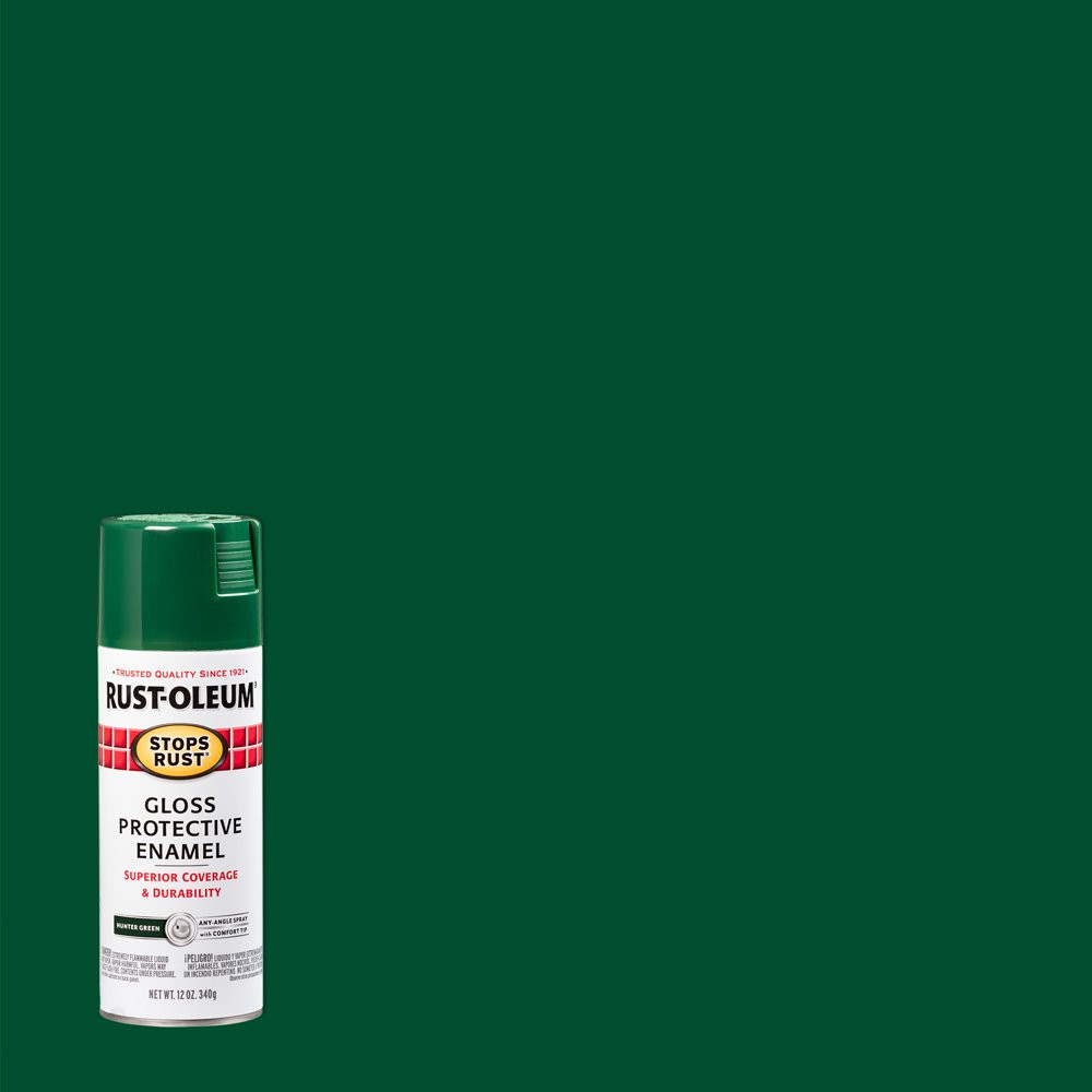 Fade & Rust Protection Gloss Protective Enamel Hunter Green Spray Paint 12 Oz
